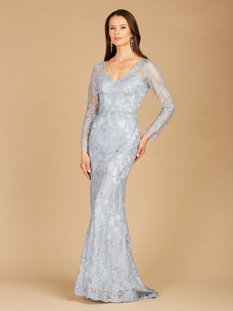 Long Sleeve Lace Mermaid Gown 29466