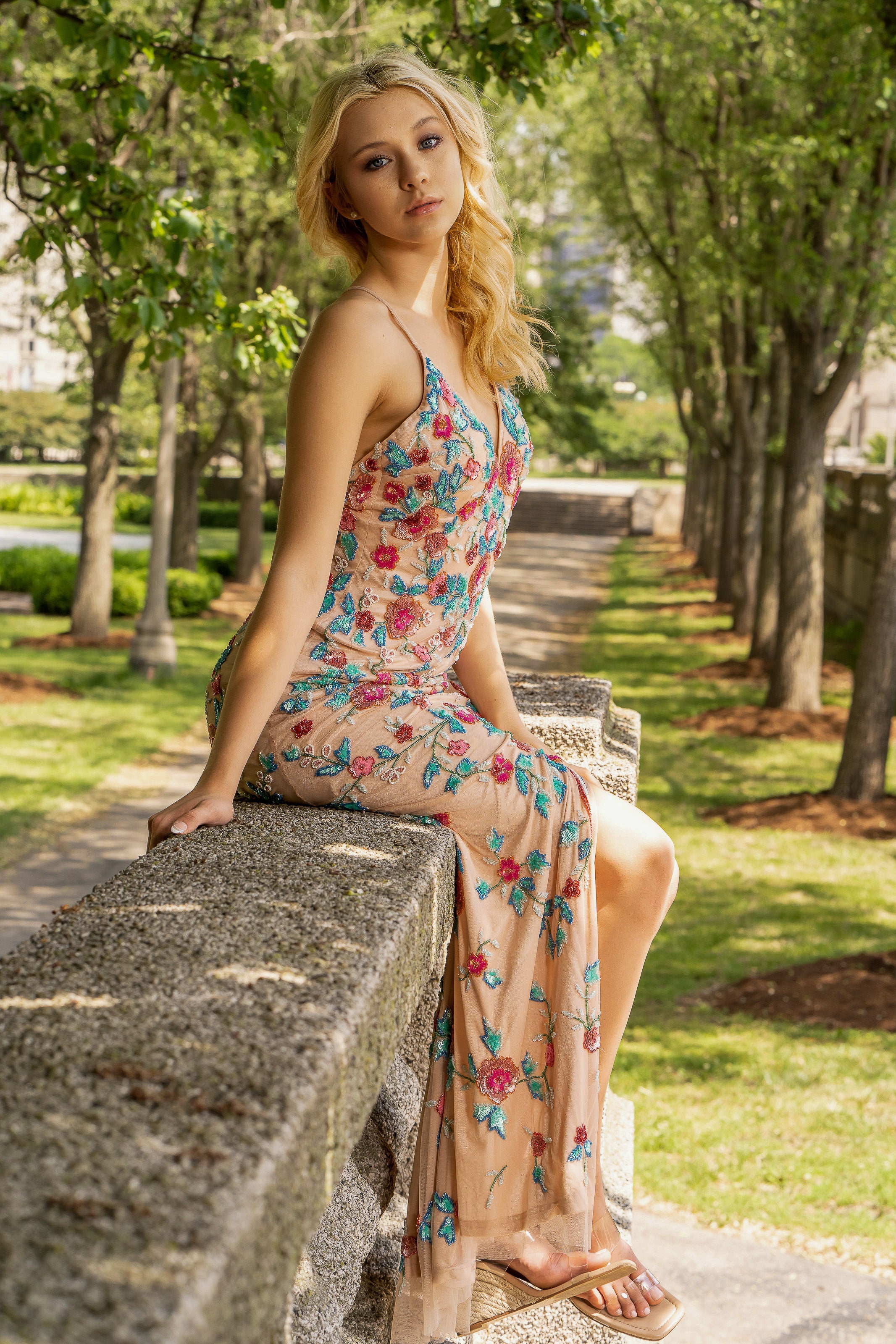 Lara 29486 - Thigh High Slit with Open Back Dress OUTLET