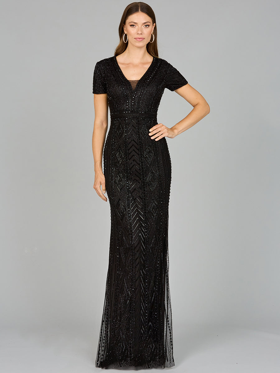 Lara 29606 - Closed Back, Cap Sleeve Dress