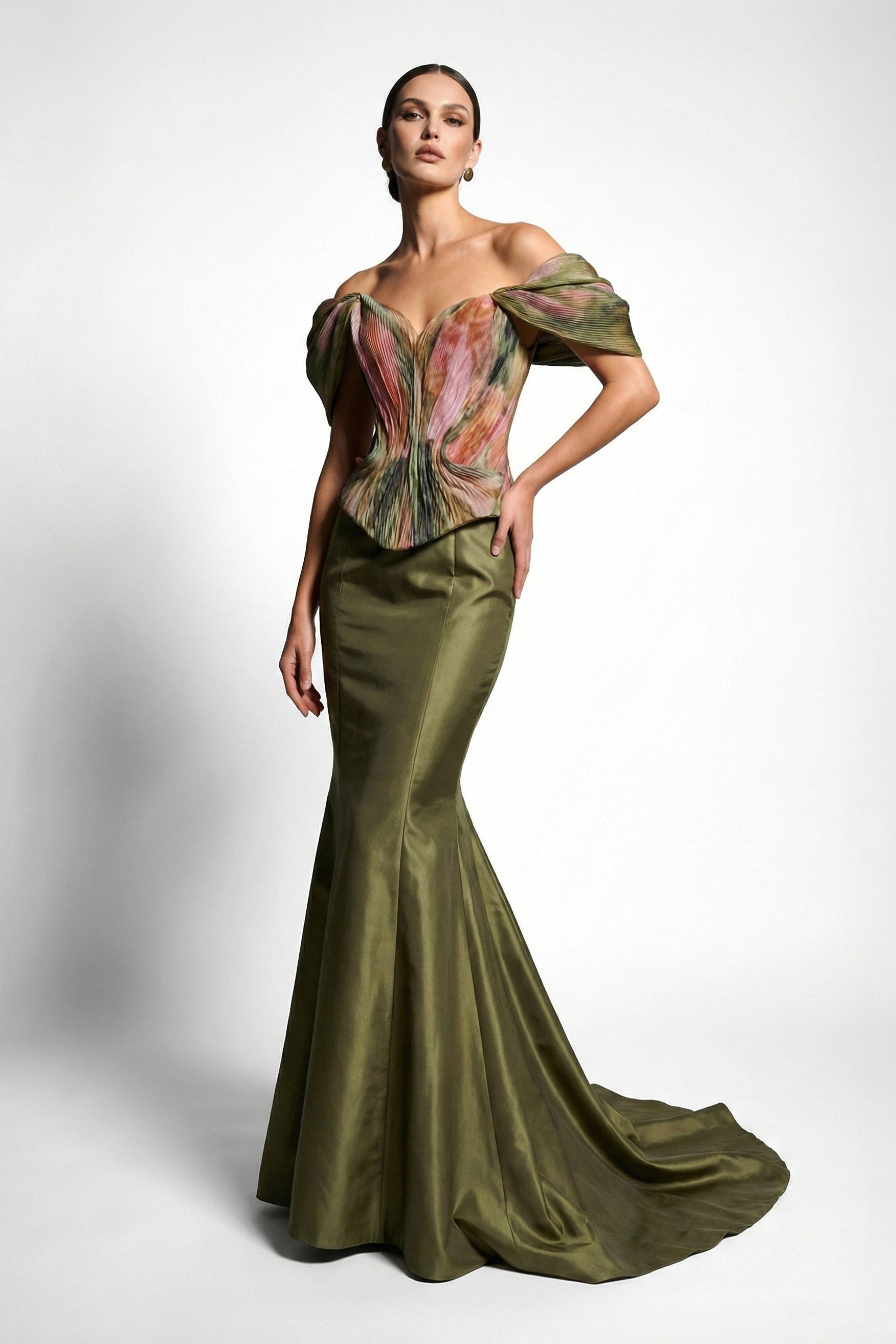 Fouad Sarkis F02981A Artistic Sculptural Evening Gown