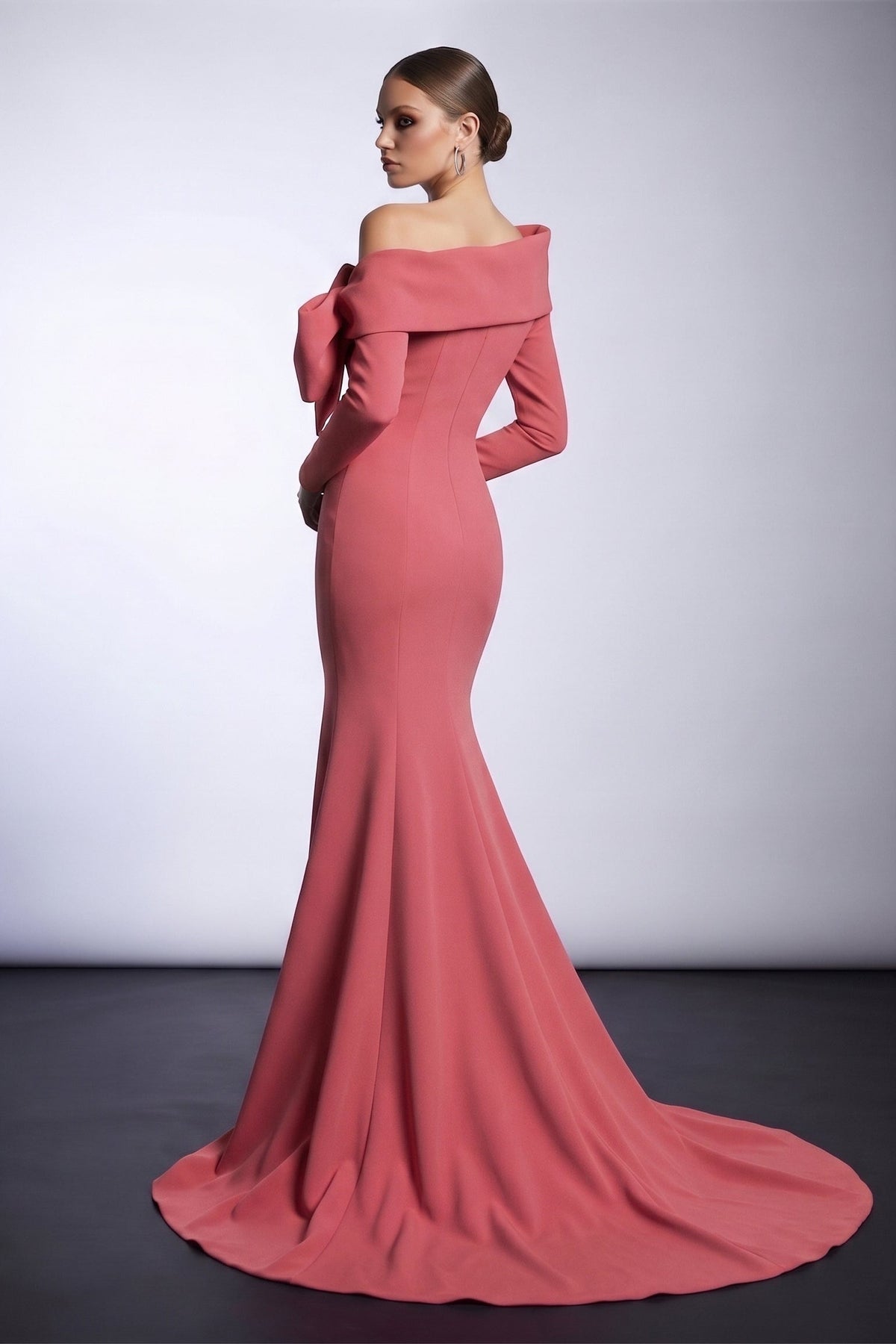 Fouad Sarkis F03007 Navy Blue Bow Mermaid Gown