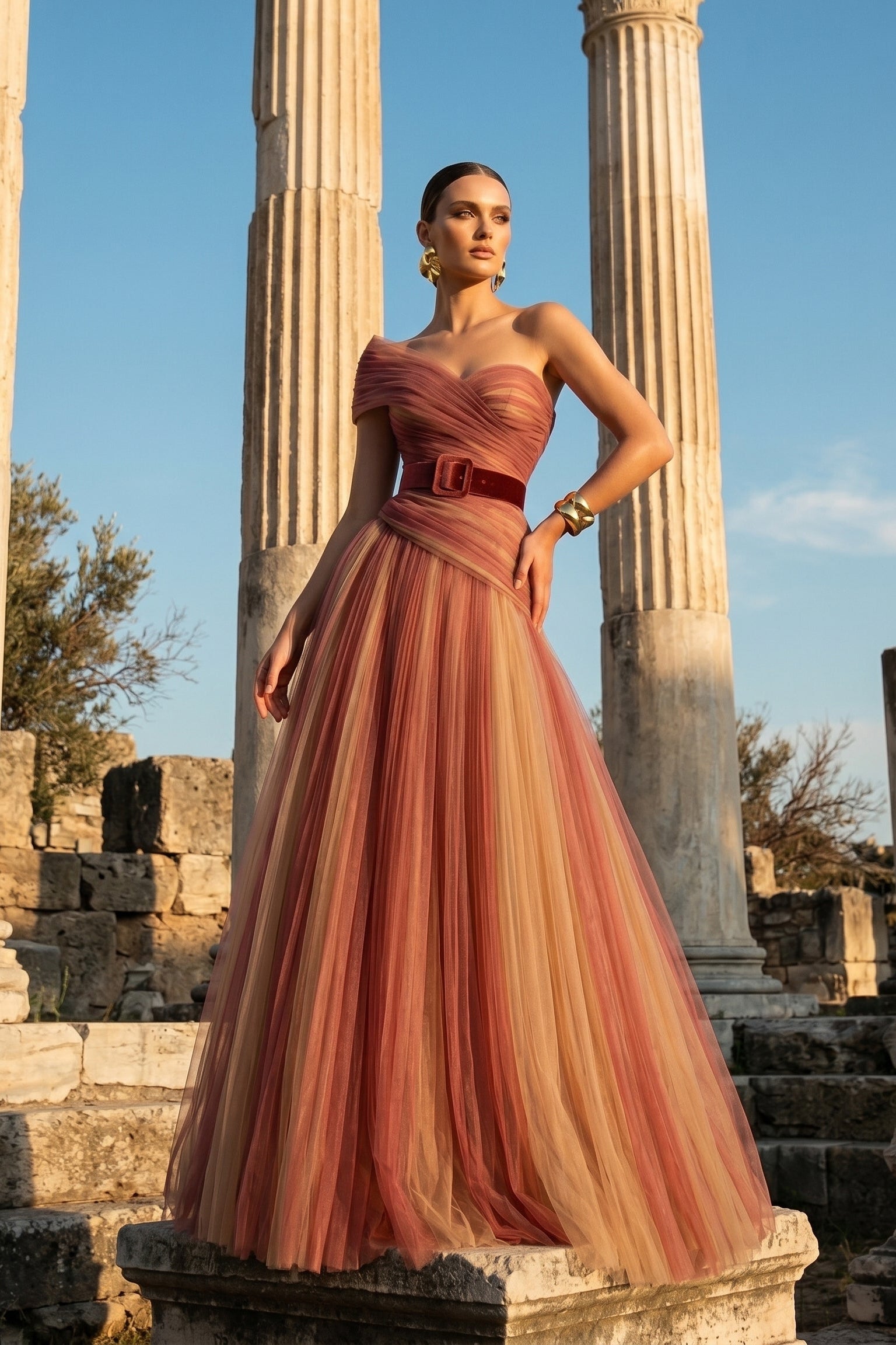 Fouad Sarkis F03008 Gradient Tulle Gown