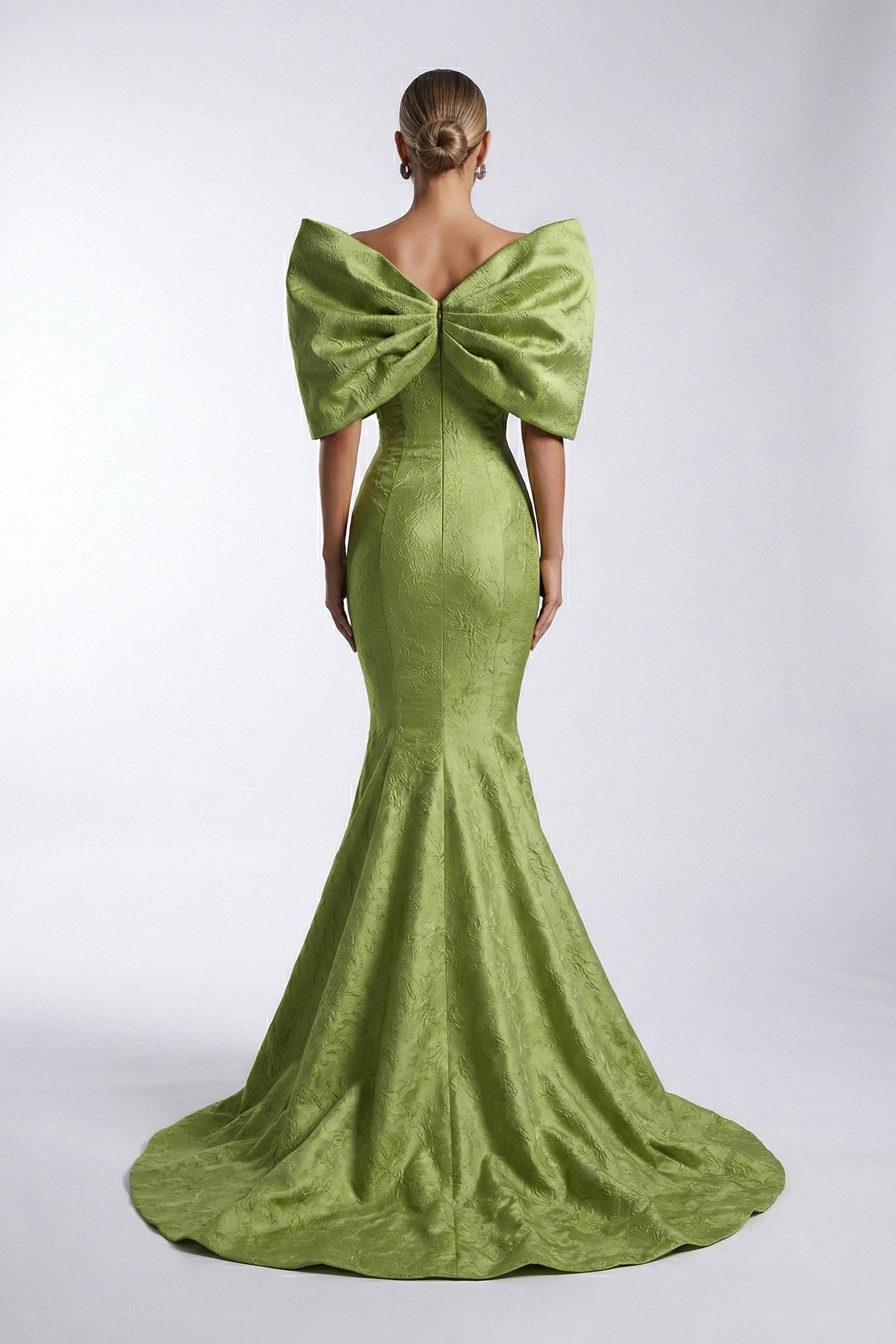 Fouad Sarkis F03009 Jacquard Bow Mermaid Gown