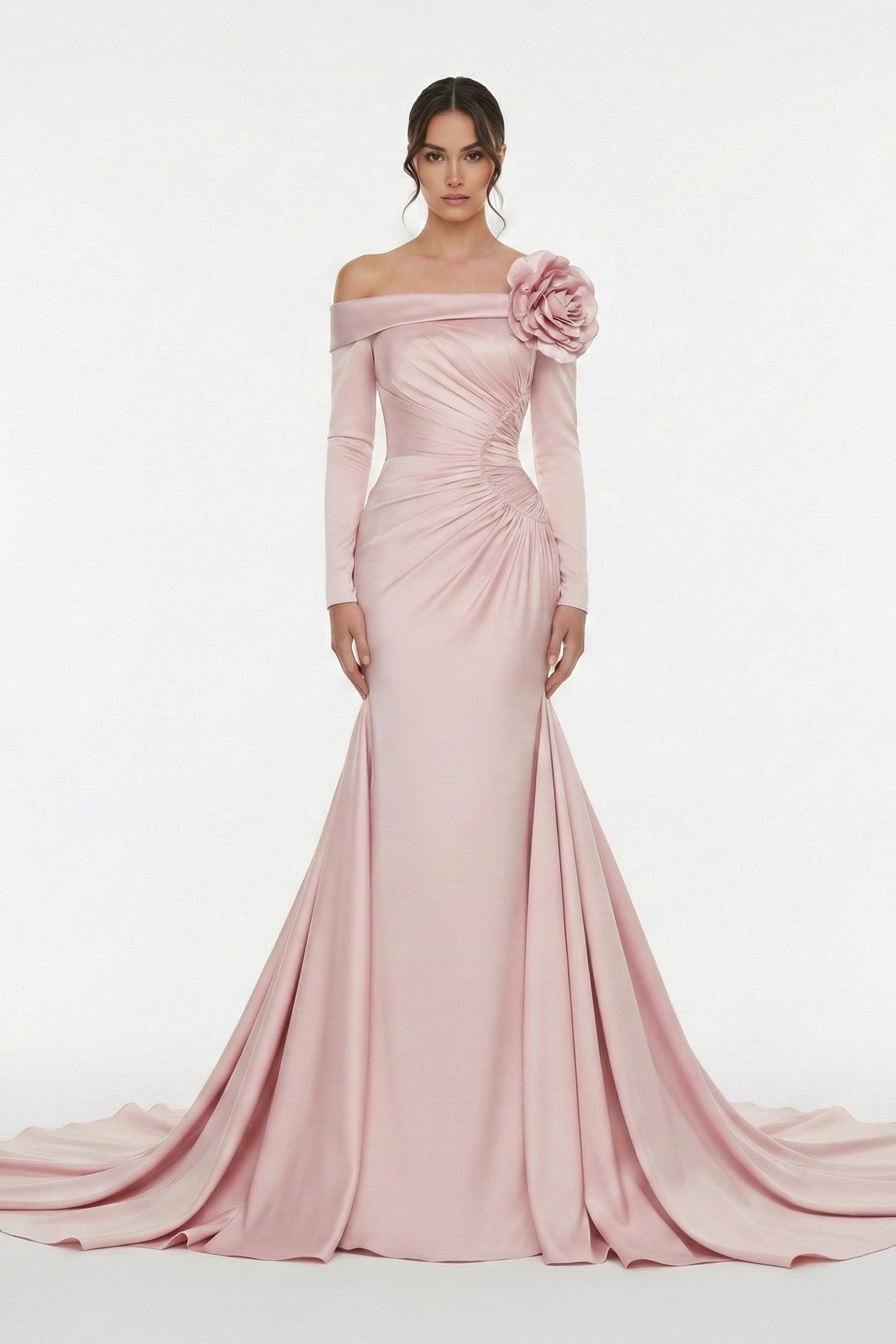 Fouad Sarkis F03015 Blush Off-Shoulder Mermaid Gown