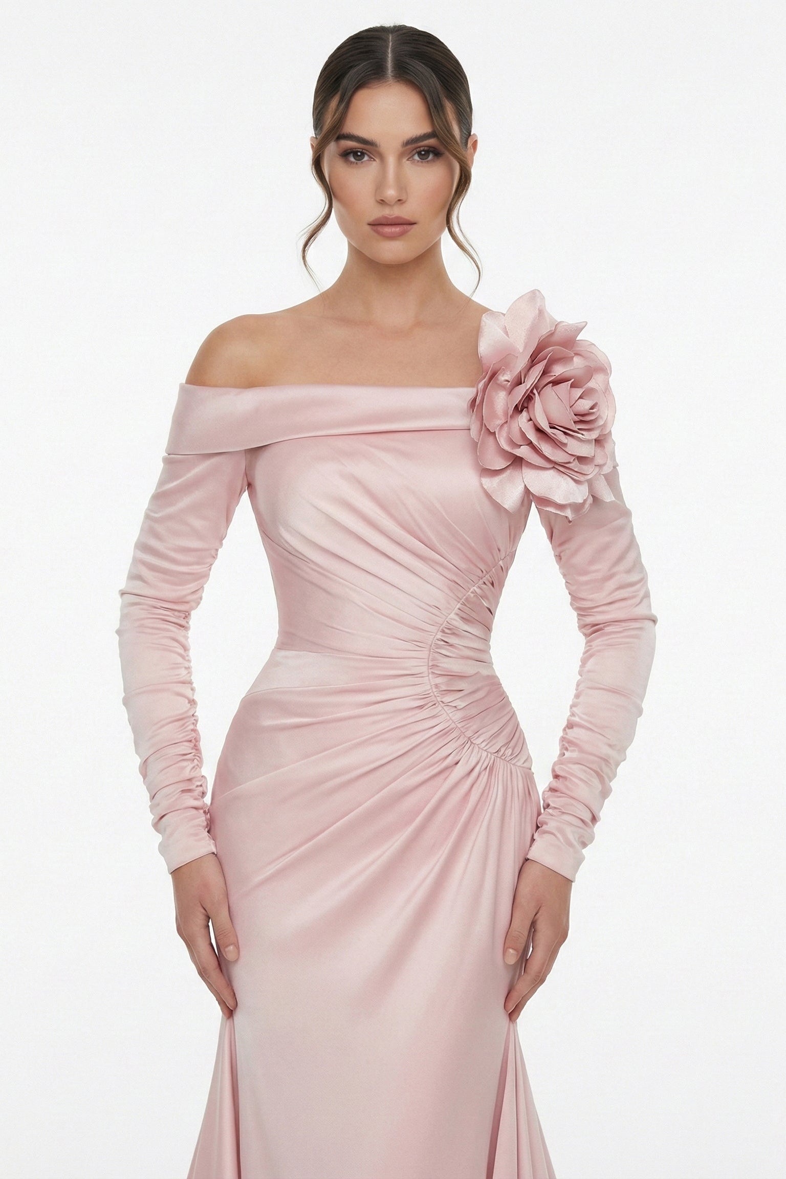Fouad Sarkis F03015 Blush Off-Shoulder Mermaid Gown