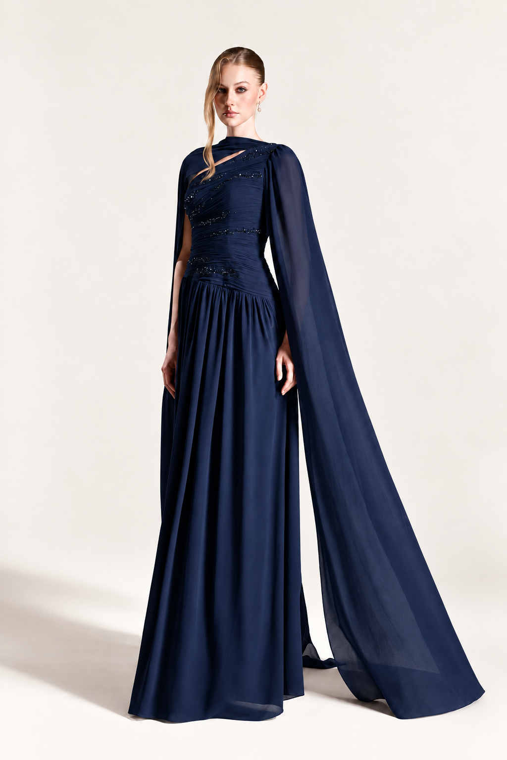 Ruched Crystal Gown