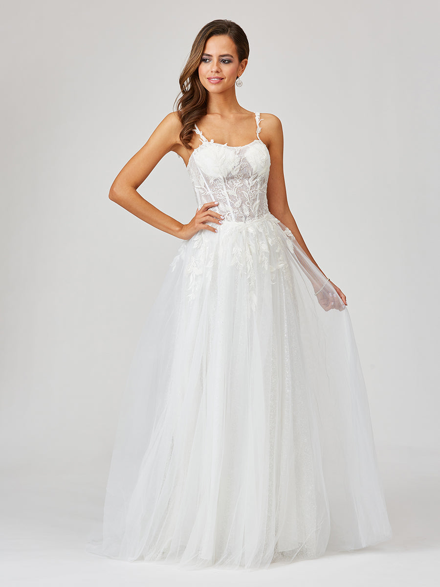 Lara 51042 - Sheer Bodice Lace Bridal Ballgown OUTLET
