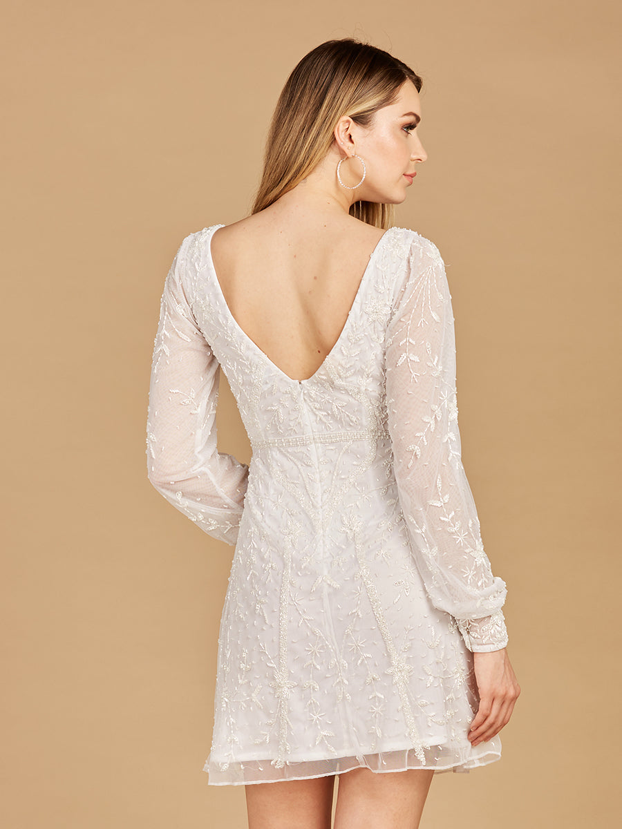 V-Neck, Long Sleeve Bridal Cocktail Dress 51116