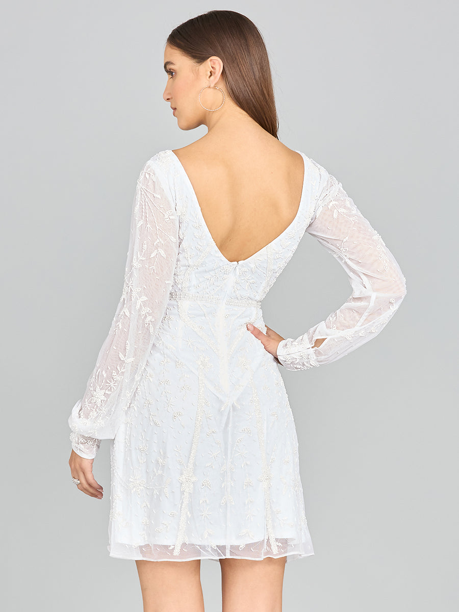 V-Neck, Long Sleeve Bridal Cocktail Dress 51116