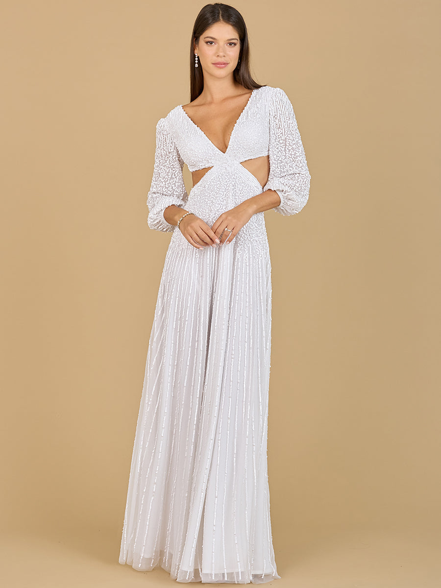 Long Sleeve Cut Out Wedding Dress 51119