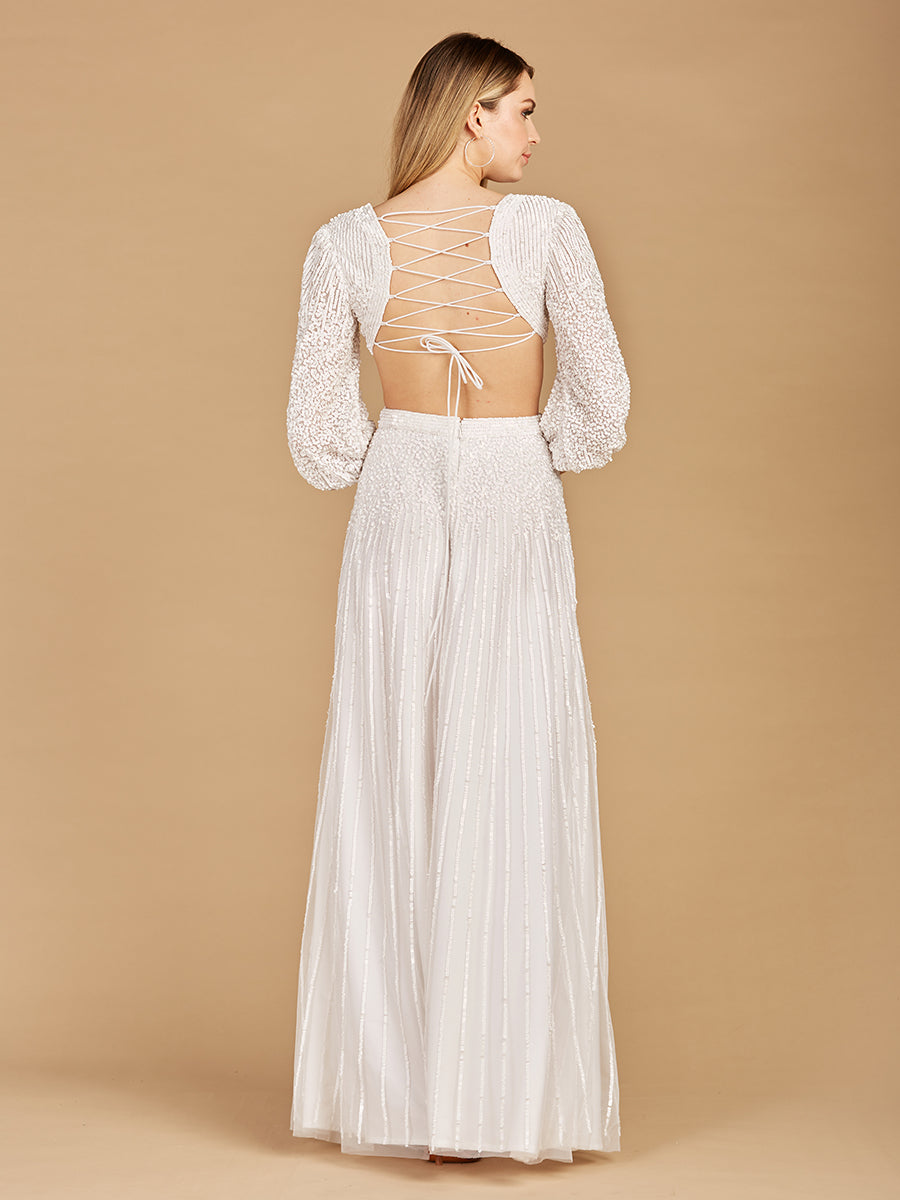 Long Sleeve Cut Out Wedding Dress 51119