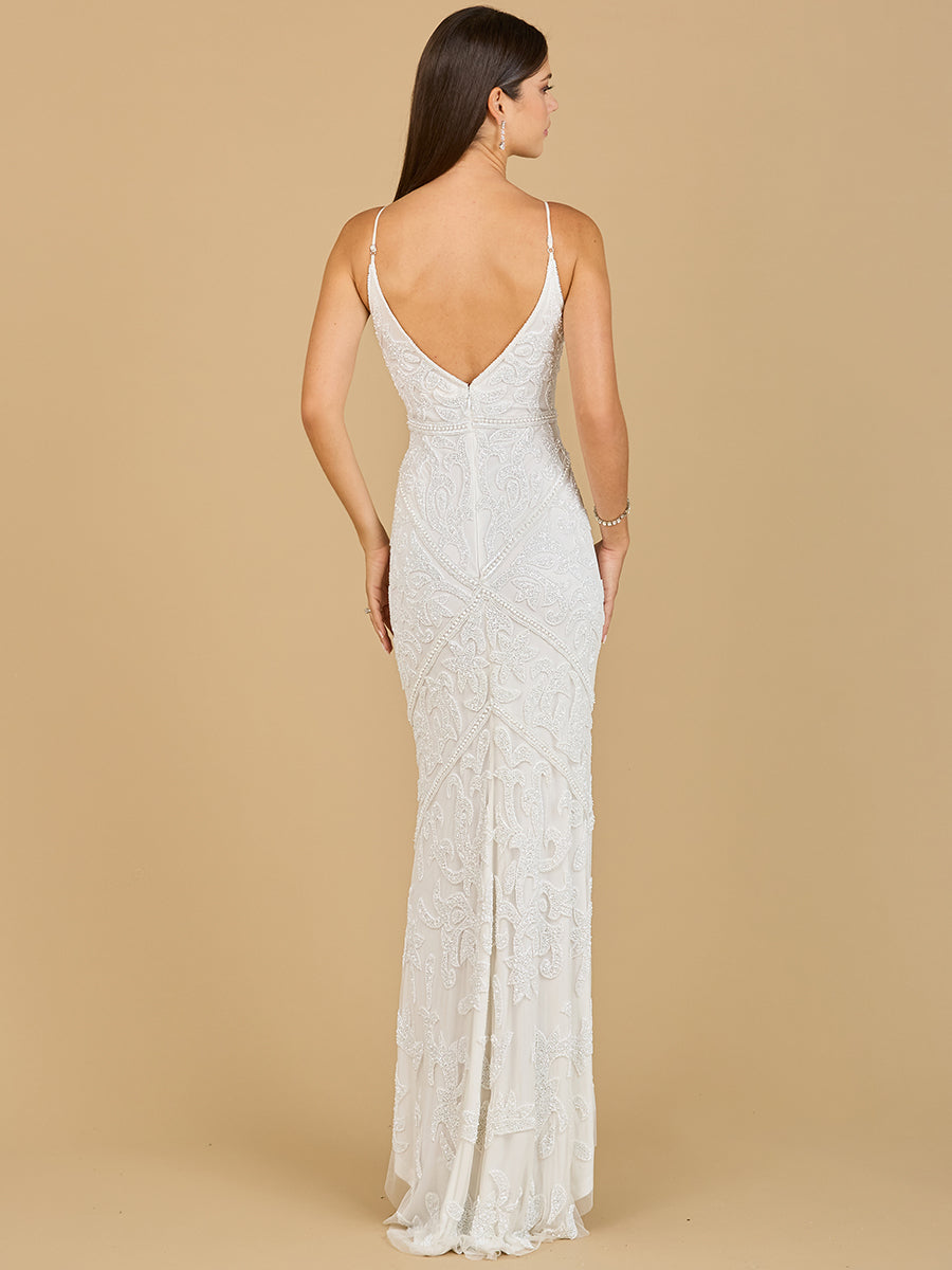 Beaded Spaghetti Strap Fitted Gown 51140