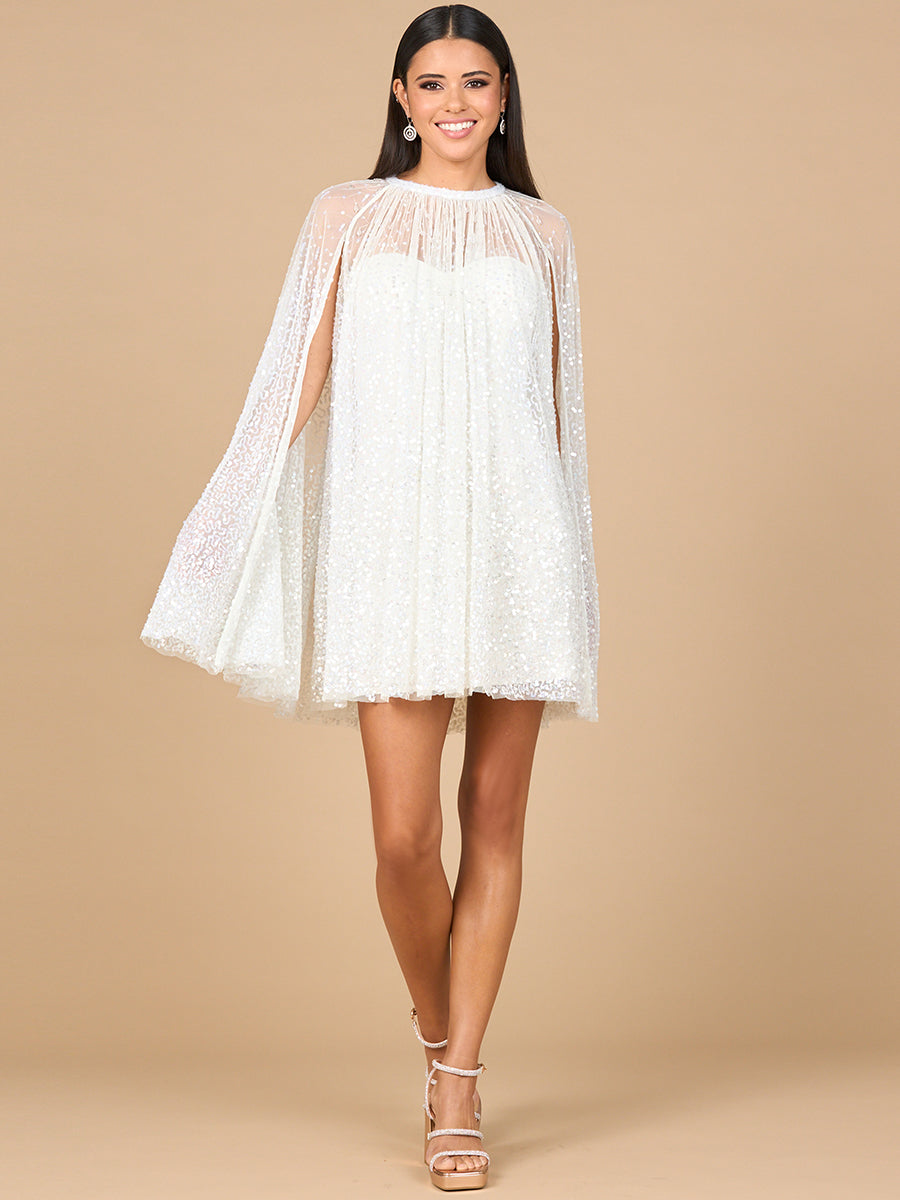Beaded Bridal Cape Dress 51192
