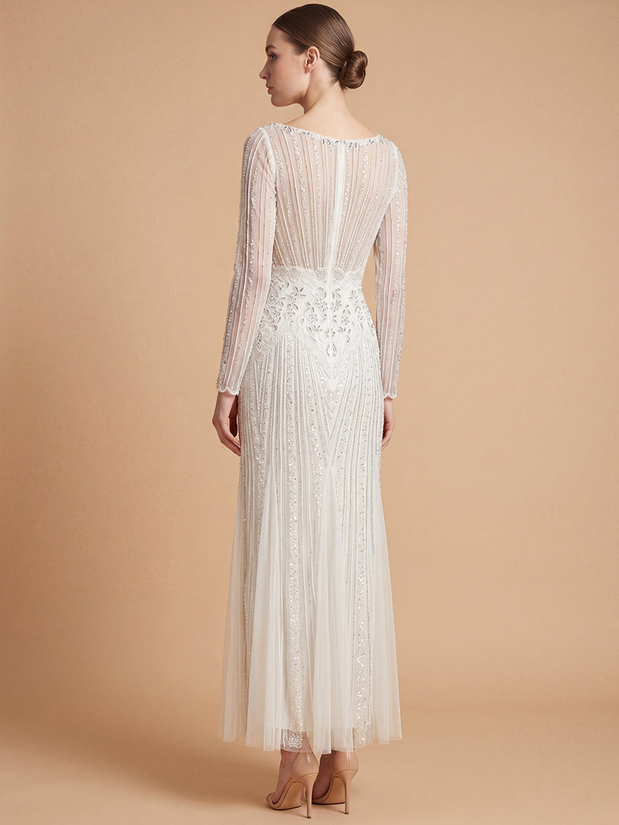 Lara Beaded High Neck Wedding Gown | 51210