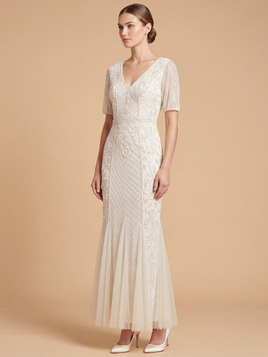 Embellished Bridal Gown with Cape Sleeves | 51221