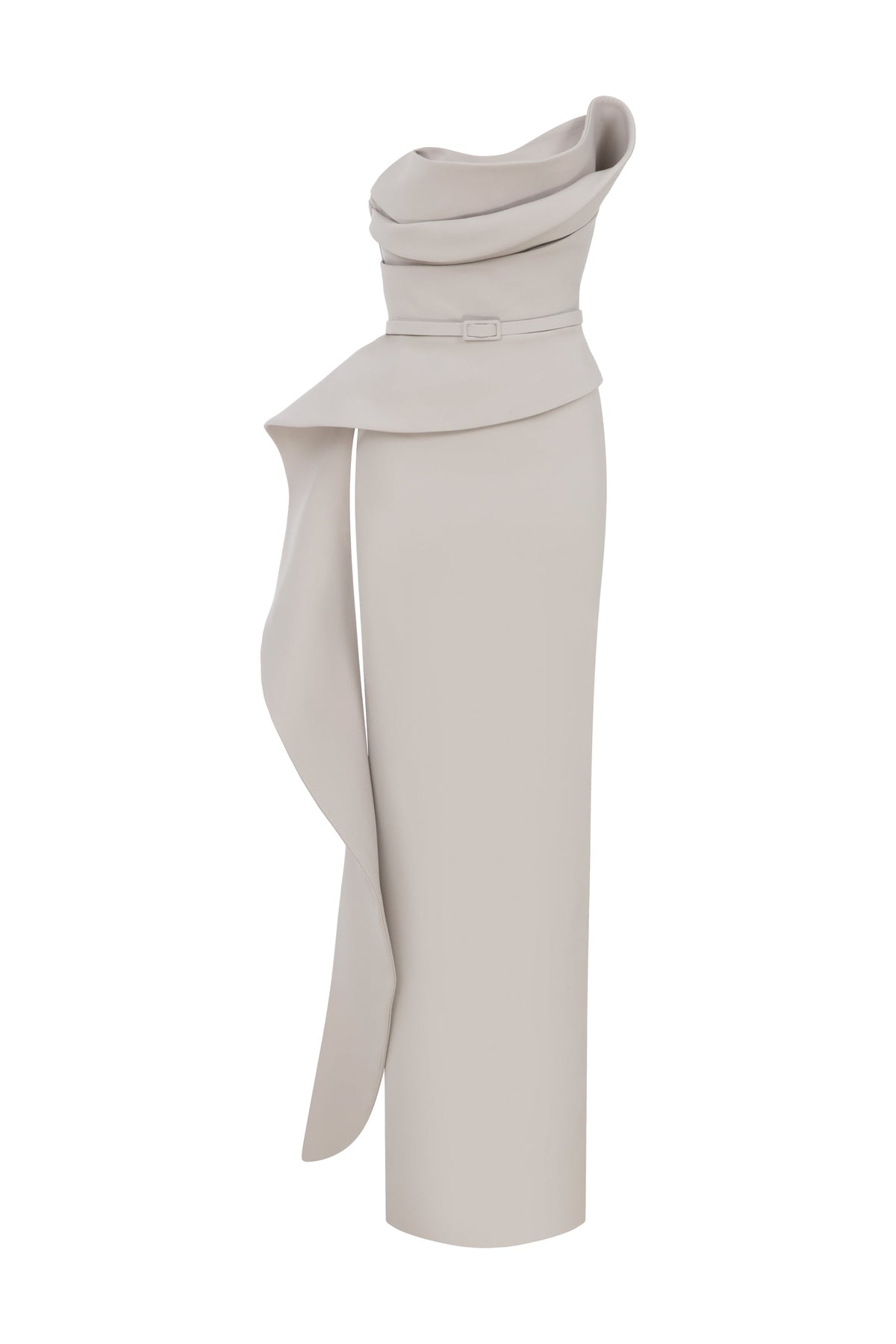 Nour Fathallah N0647 - Fuchsia Column Gown with Asymmetric Sweetheart Neckline