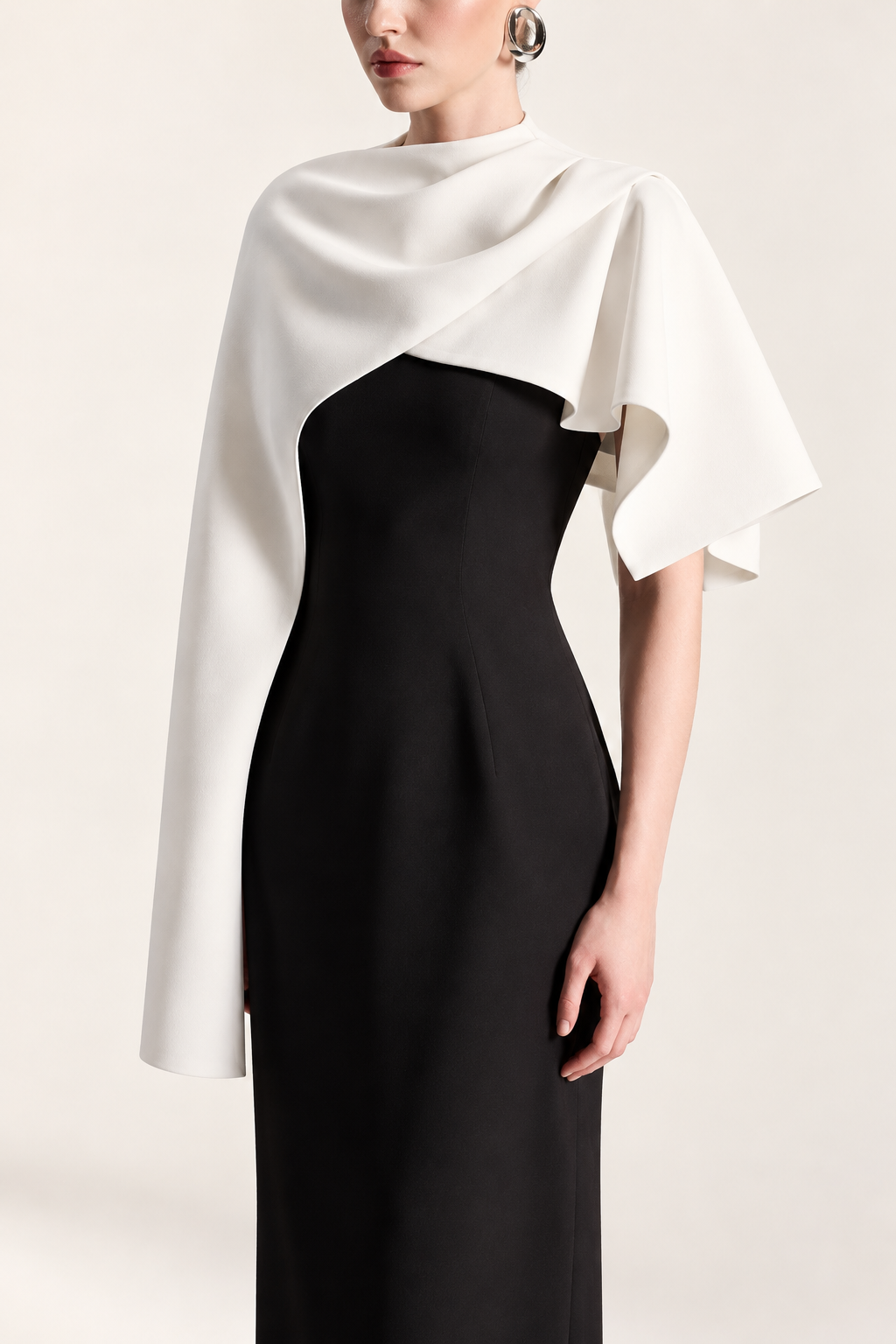 Contrast Cape Dress