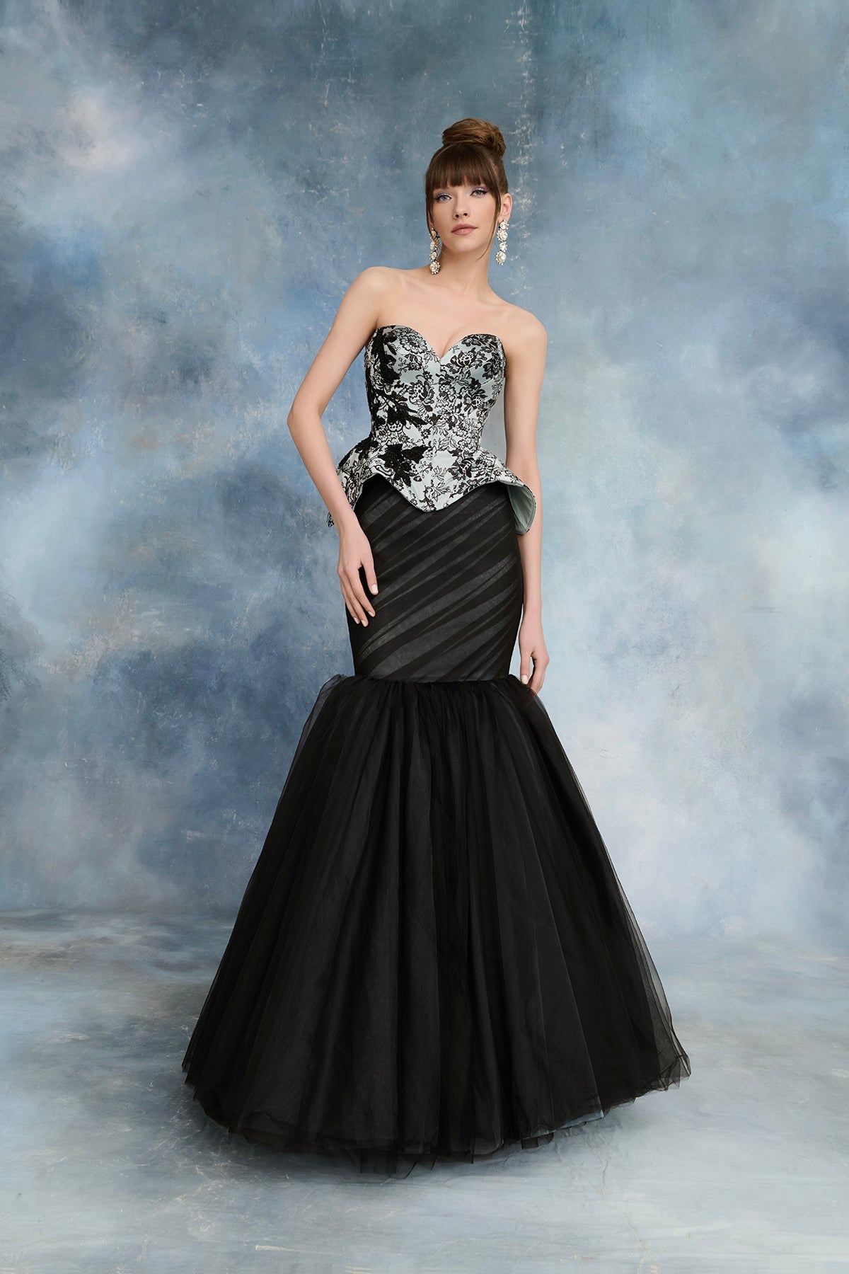Nour Fathallah N0732 - Two-Piece Corset Gown with Mermaid Tulle Skirt