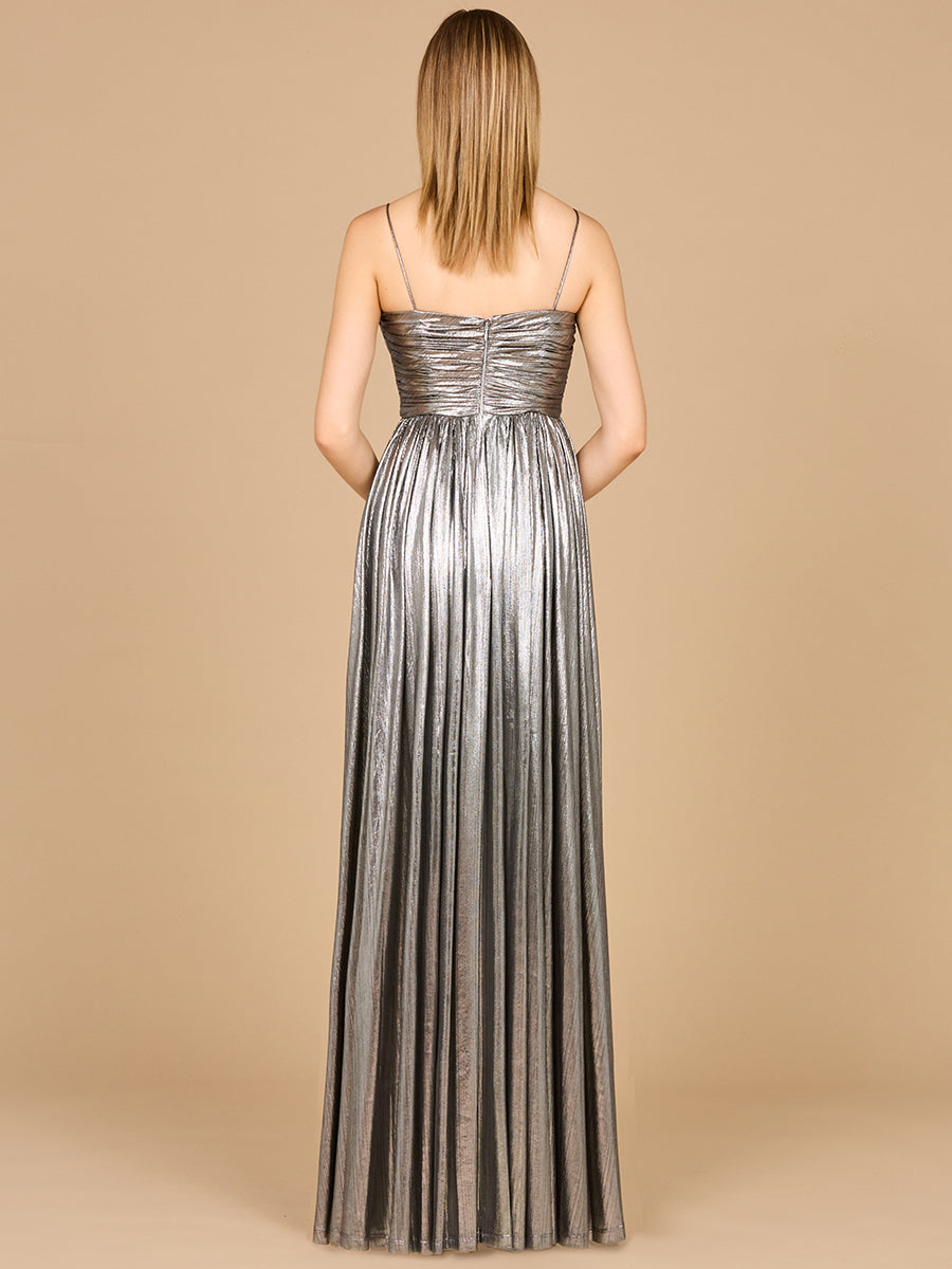 High Slit Metallic Jersey Dress - OUTLET 8120