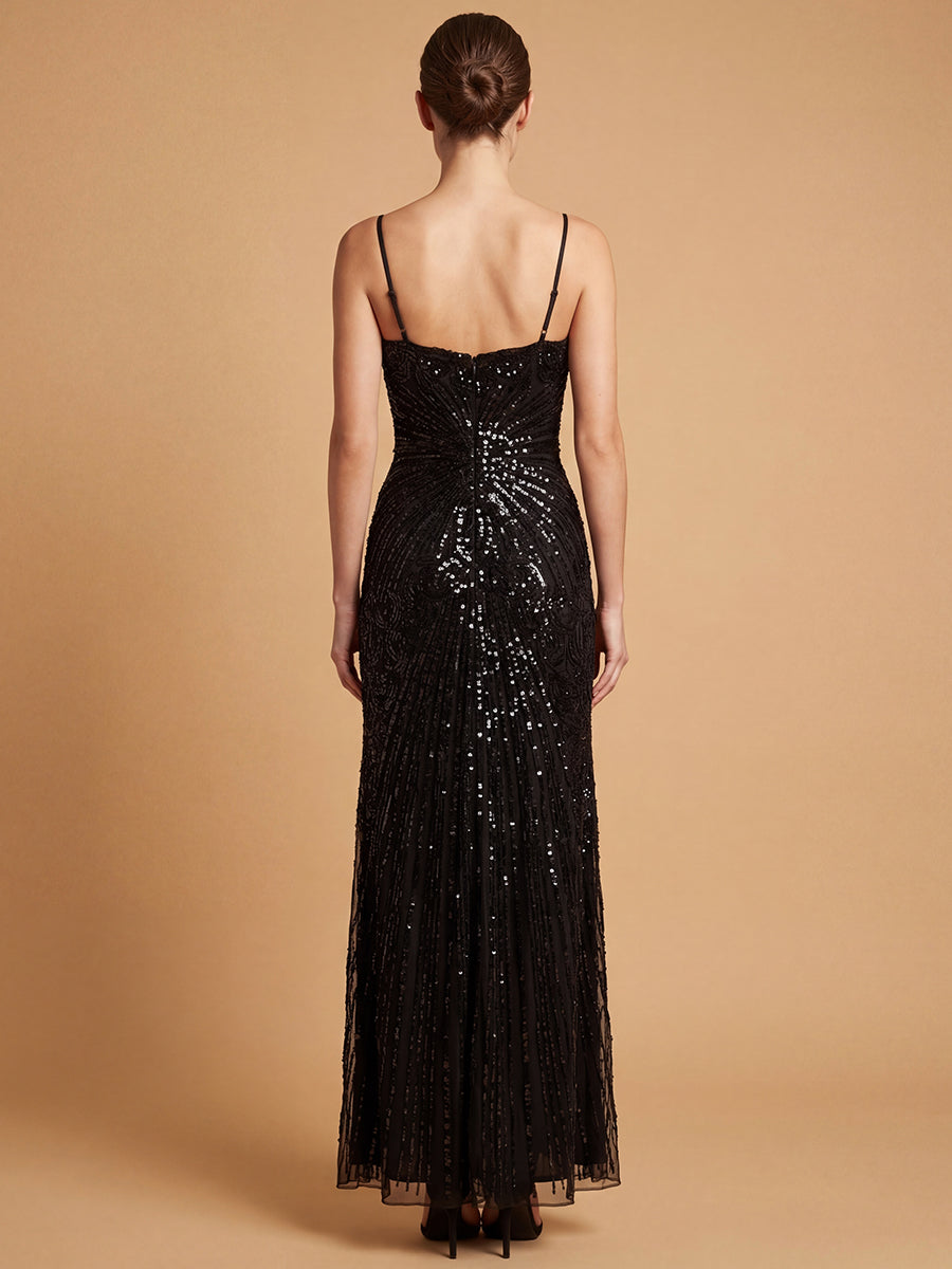 Strapless Beaded Gown with Detachable Straps | 9921