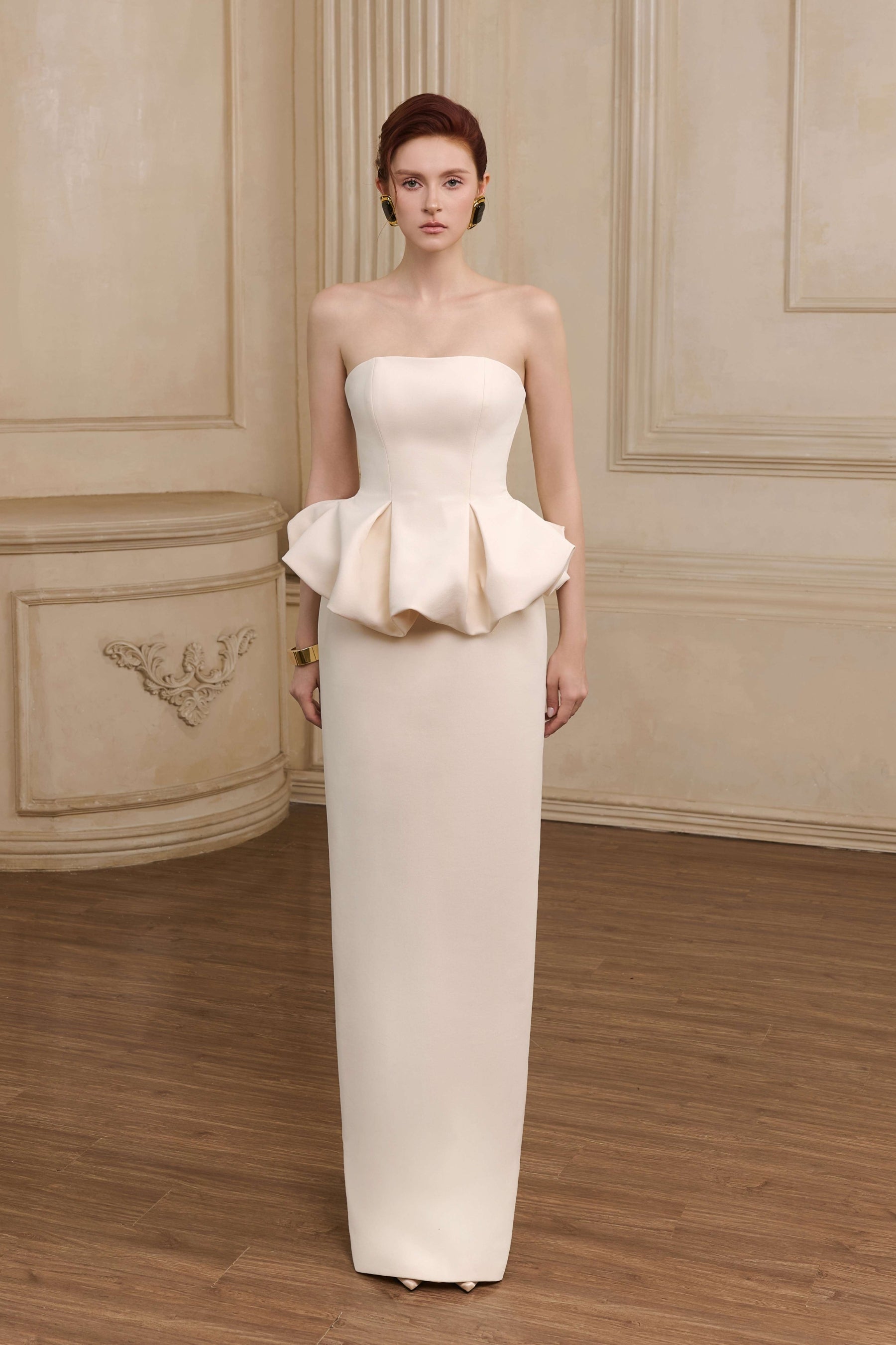 Summerin Strapless Peplum Maxi Set