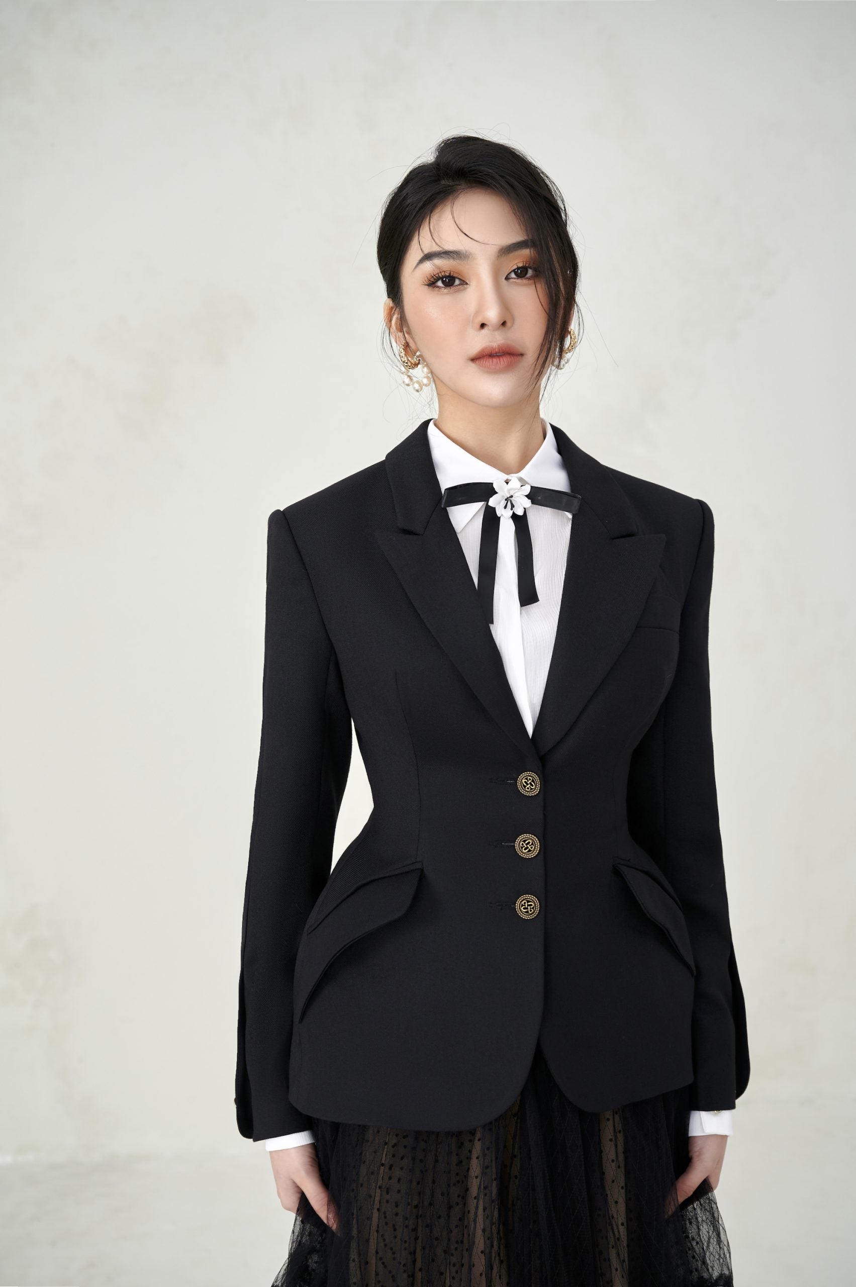 Zoey Black Vest Blazer Gianna Skirt