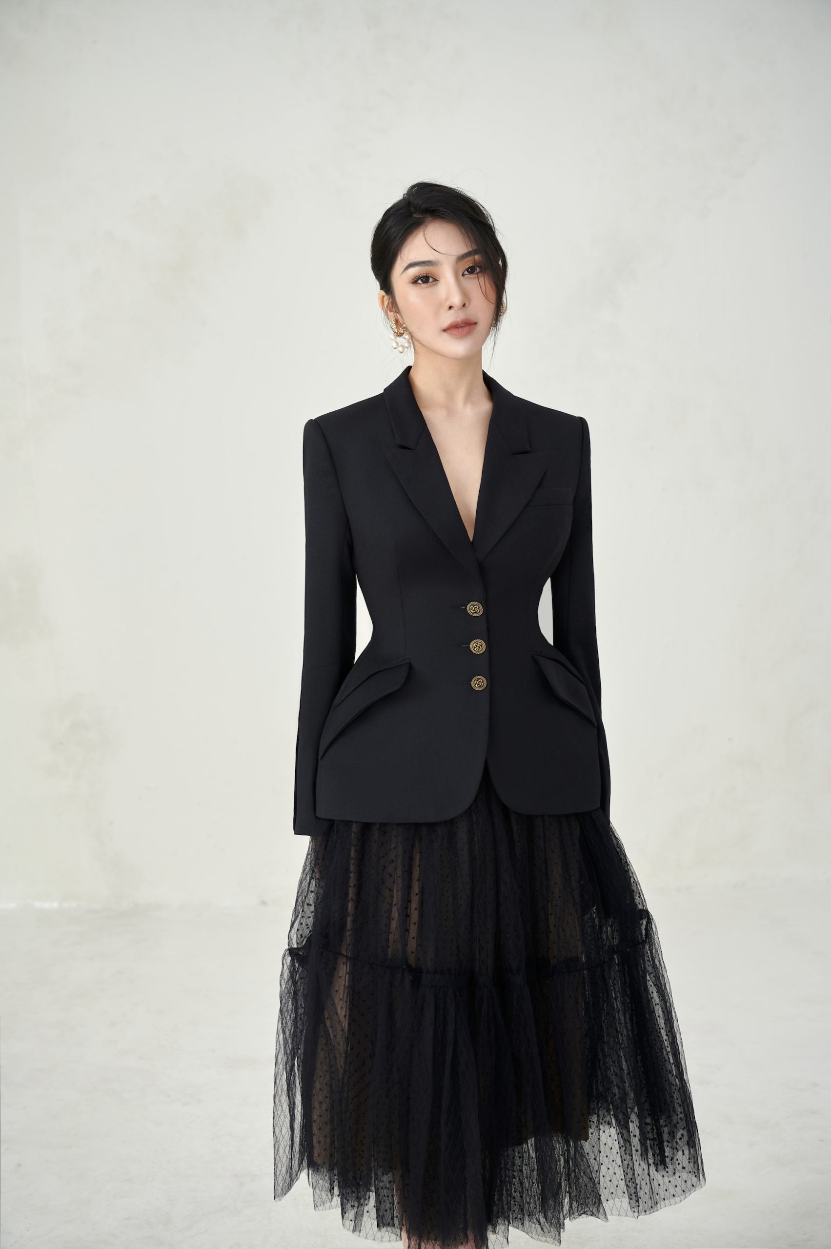 Zoey Black Vest Blazer Gianna Skirt