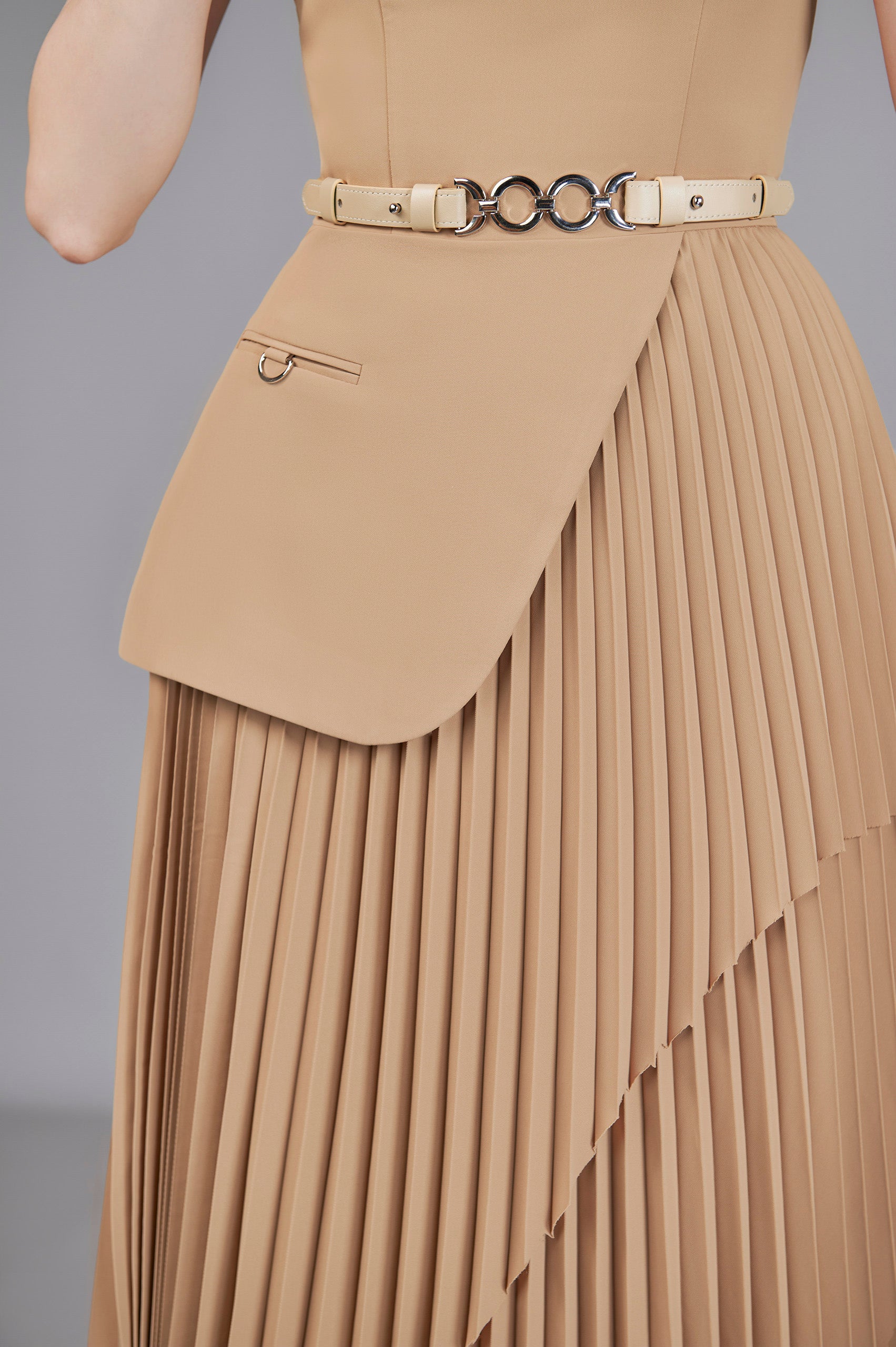 Valli Peplum Pleated Dress