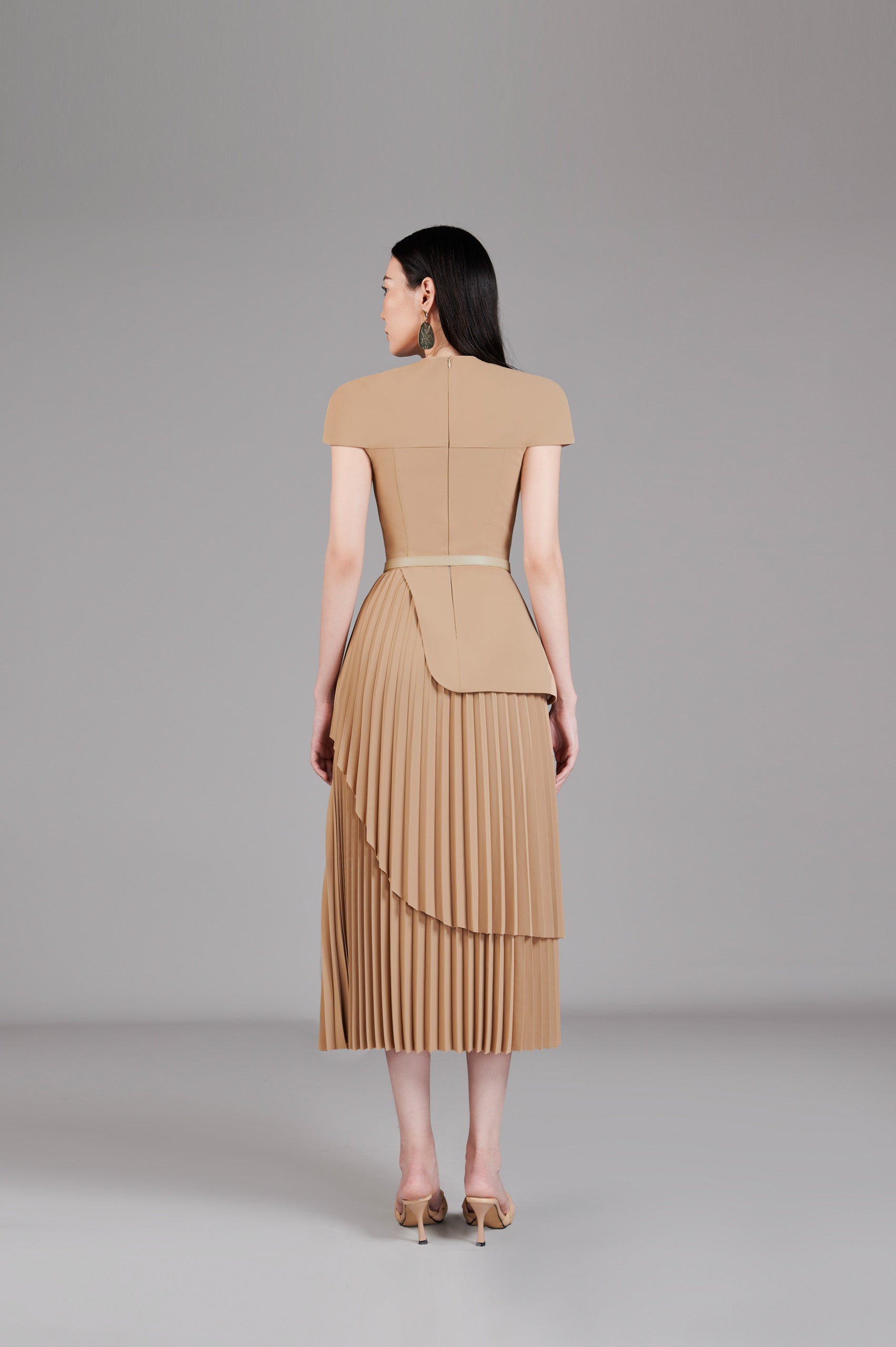 Valli Peplum Pleated Dress