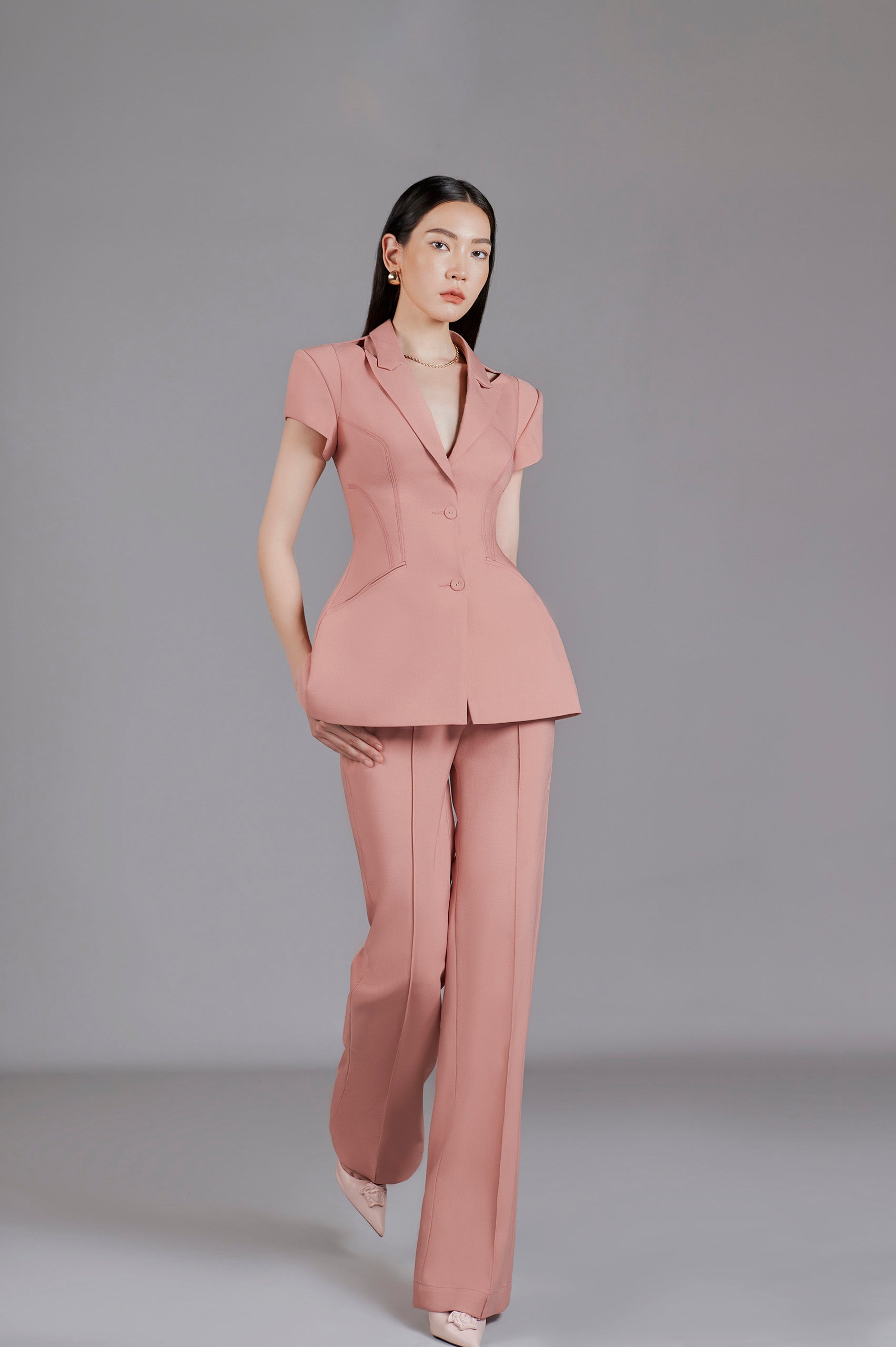 Yves Salmon Wide Leg Pants