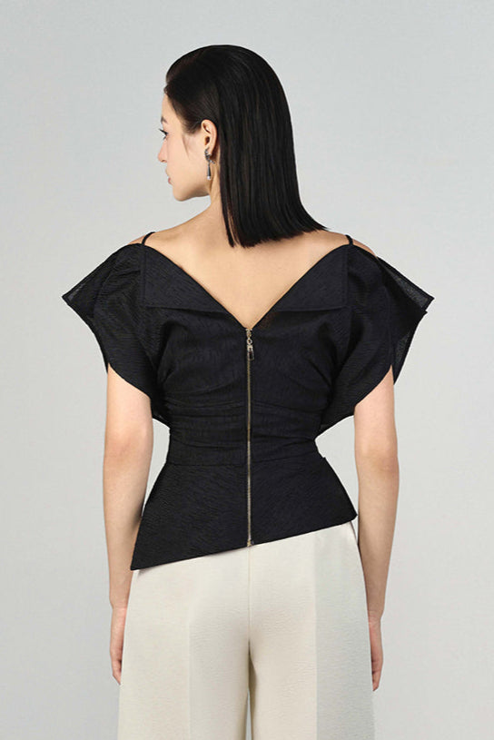 Liora Boat Neck Peplum Top