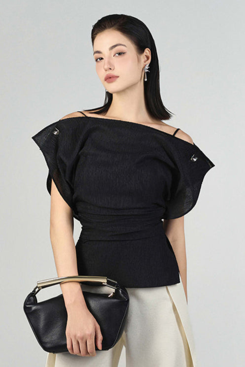 Liora Boat Neck Peplum Top