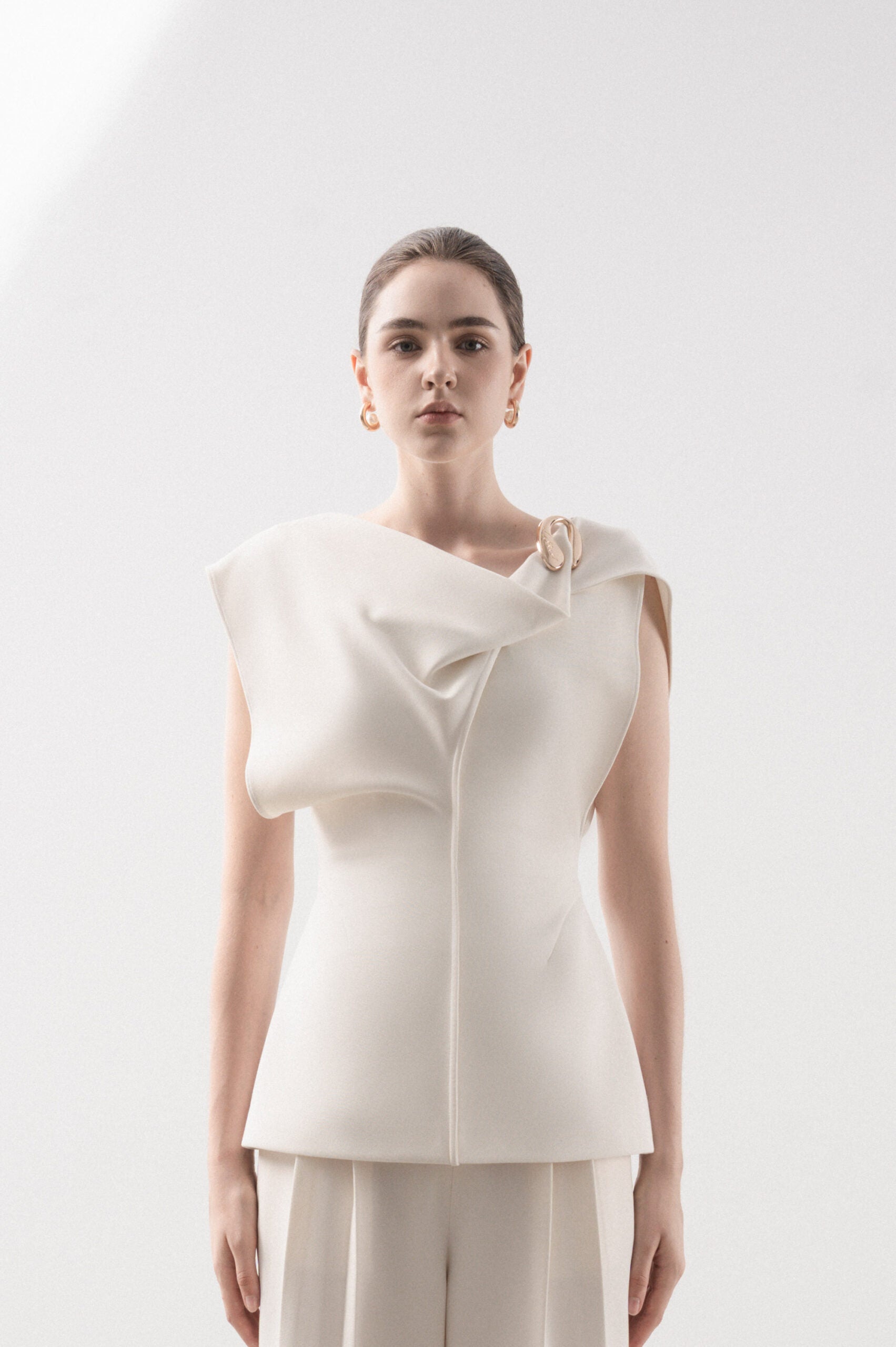 Annata Asymmetrical Cape Sleeves Blouse