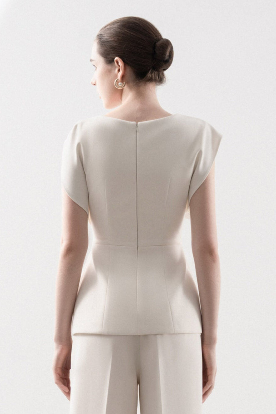 Annata Asymmetrical Cape Sleeves Blouse