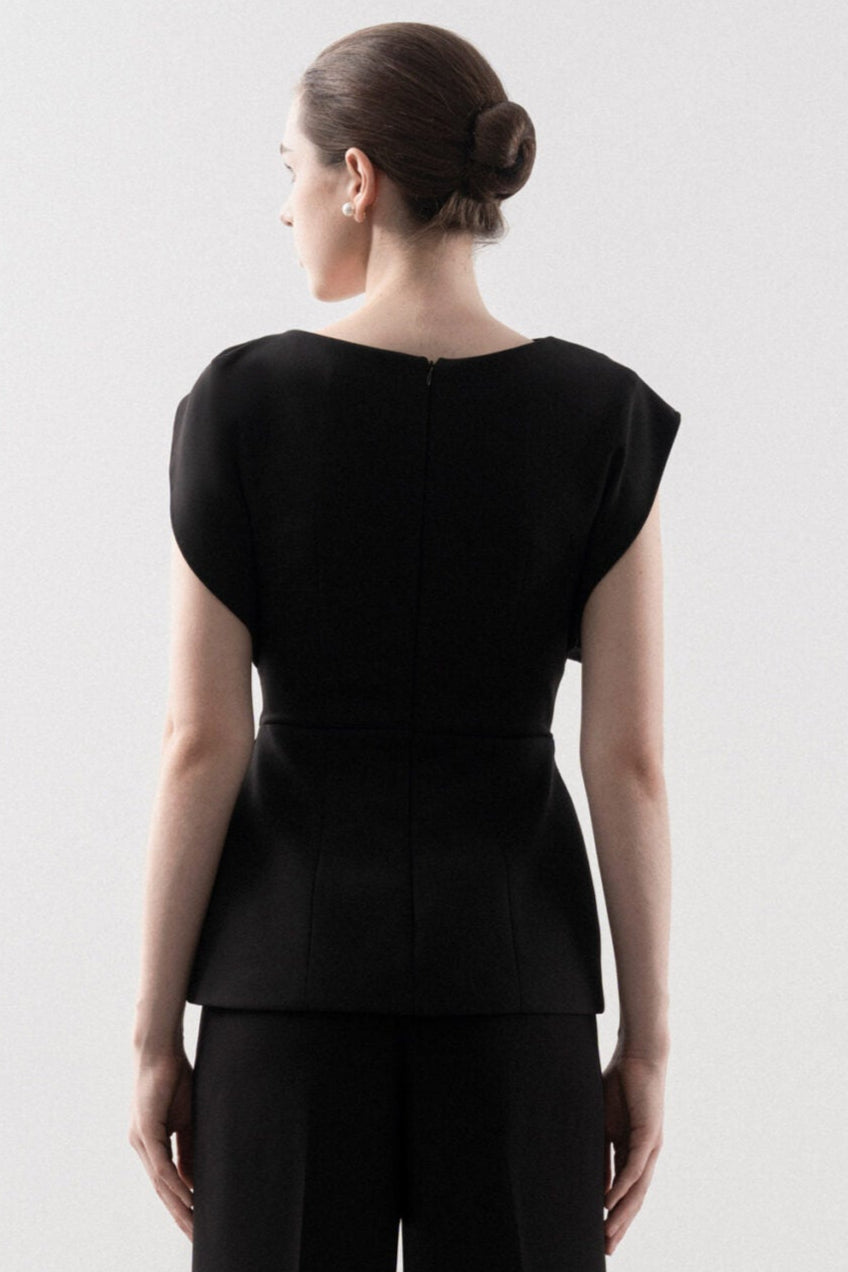 Tegan Asymmetrical Cape Sleeves Blouse