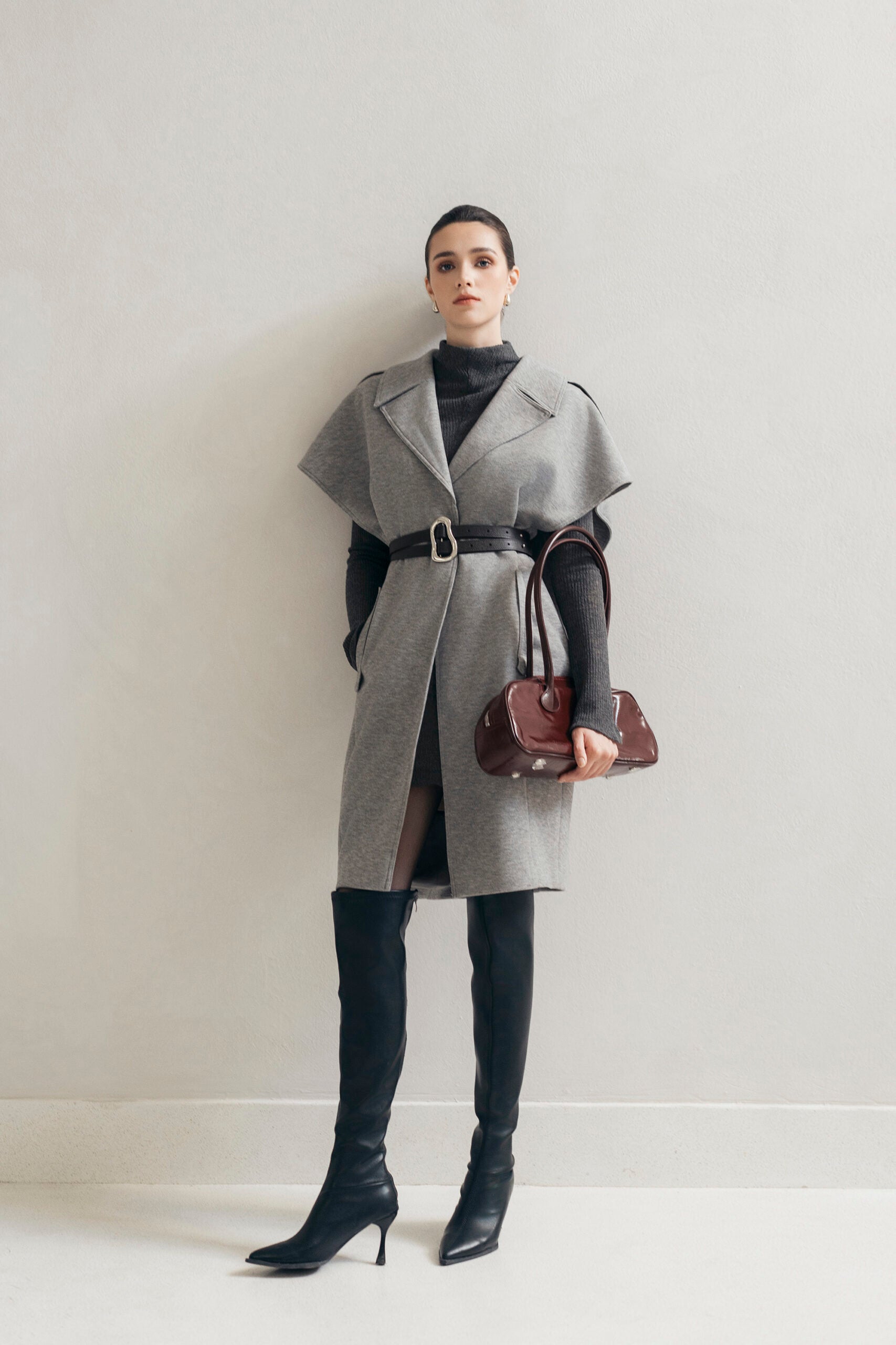 Grey Cocoon Coat