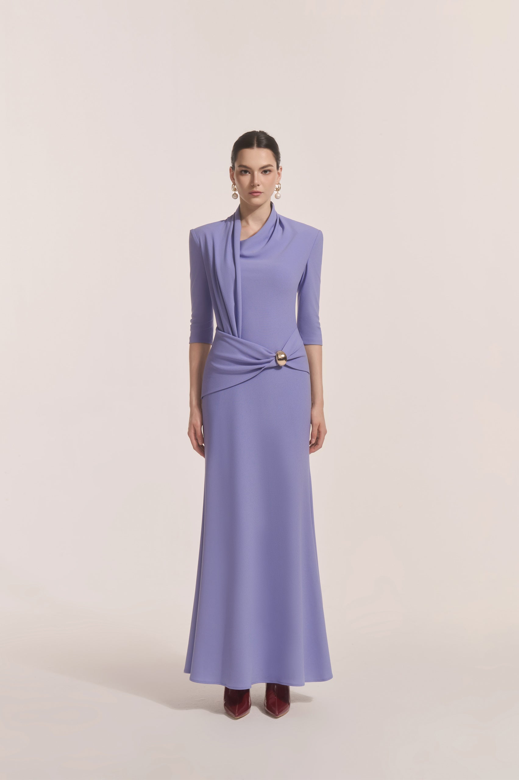 Astra Draped Midi in Lavender Astra Draped Midi in Lavender