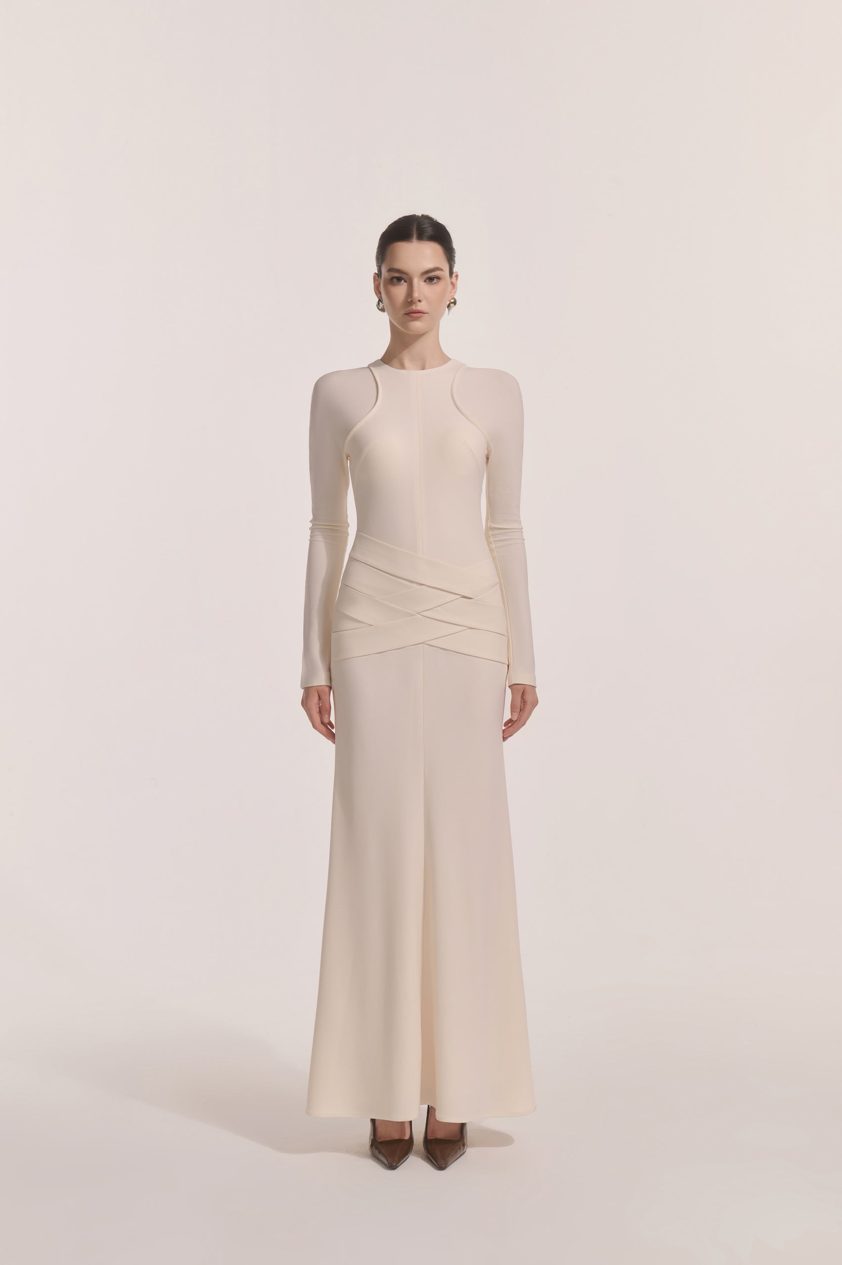 Nyra Lace-Up Midi in Cream