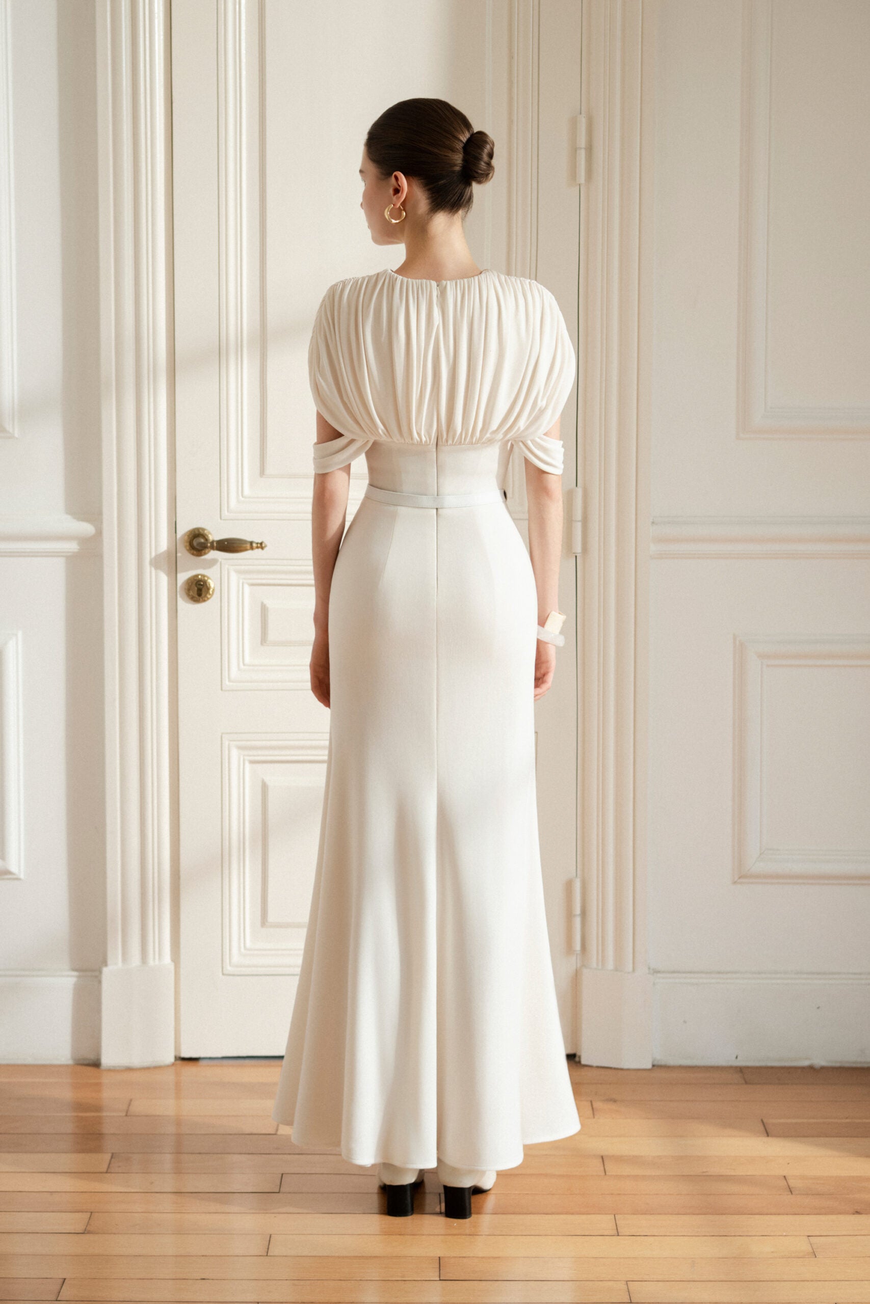 Echo Drape Dress in White