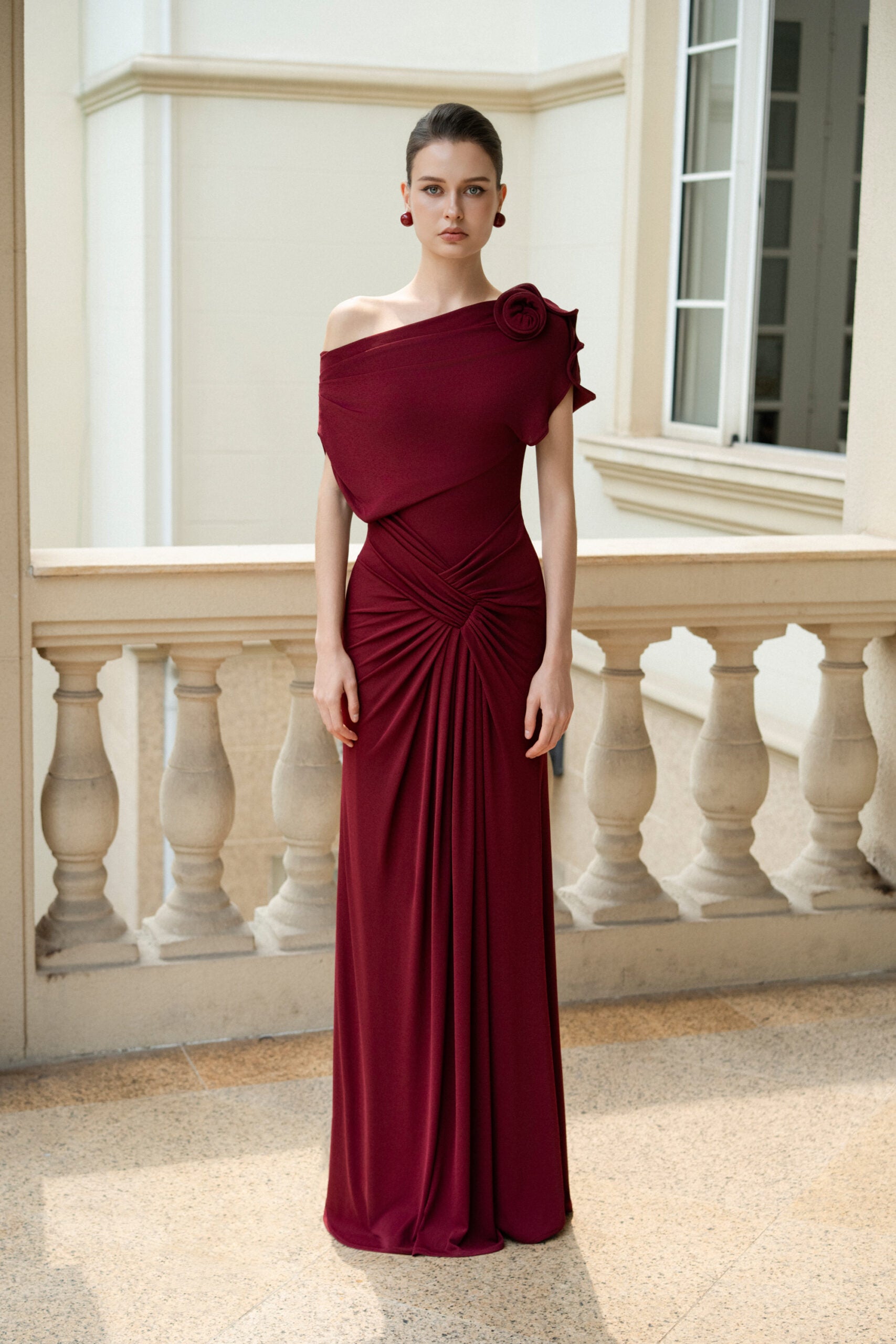 Orchid Drape Gown in Red