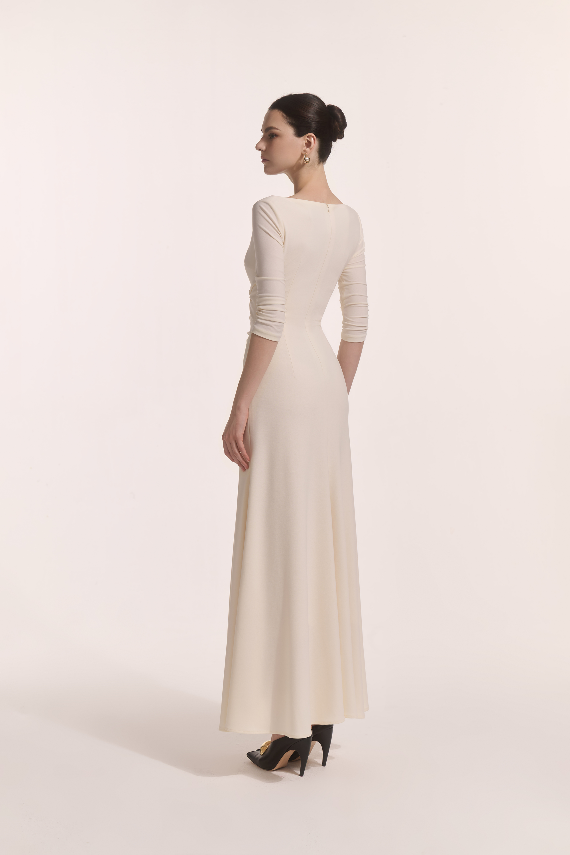 Alba Asymmetric Knot Dress in Cream