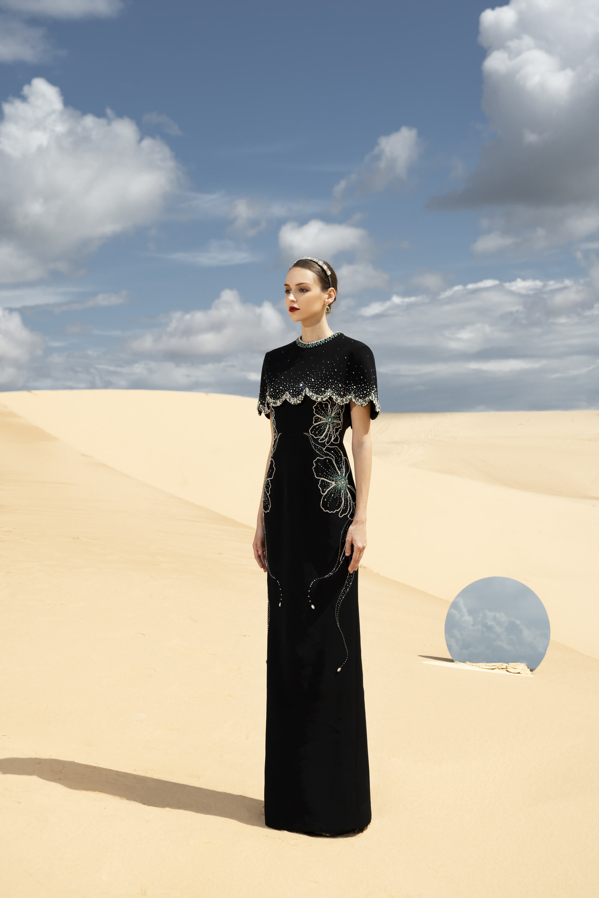 Analisa Cape Sleeveless Velvet Satin Maxi Set