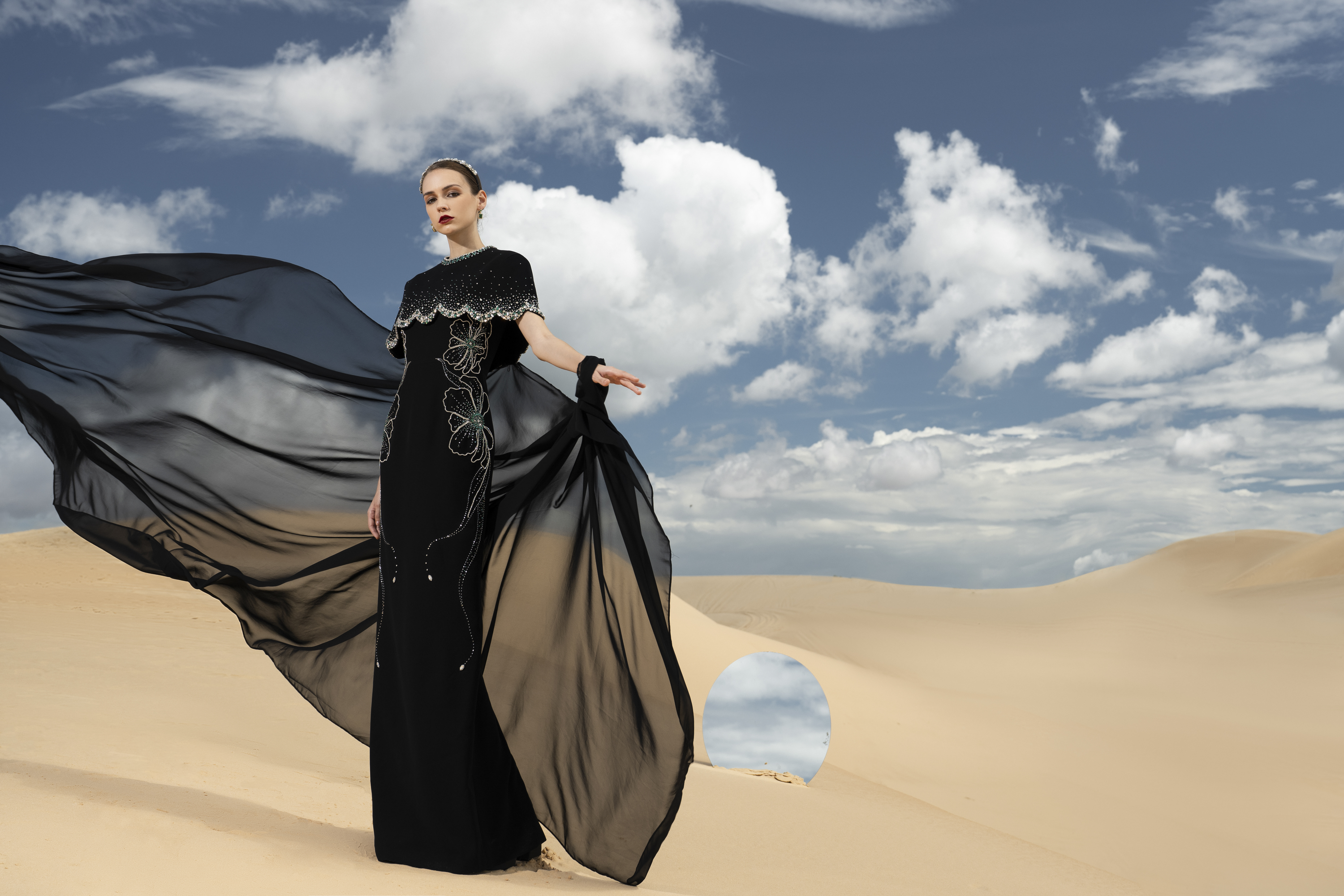 Analisa Cape Sleeveless Velvet Satin Maxi Set