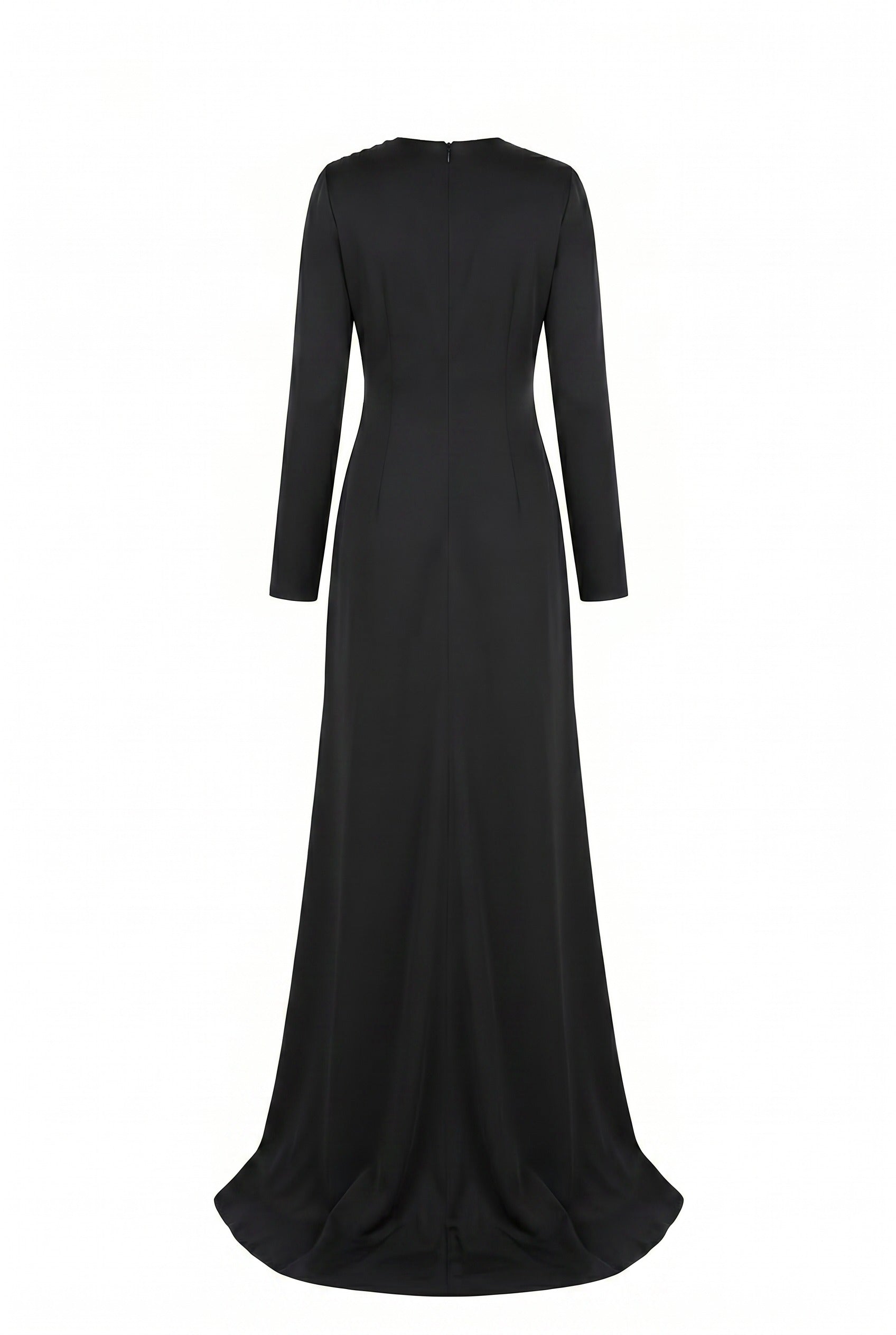 Antonia Straight Long Sleeved Taffeta Silk Maxi Dress