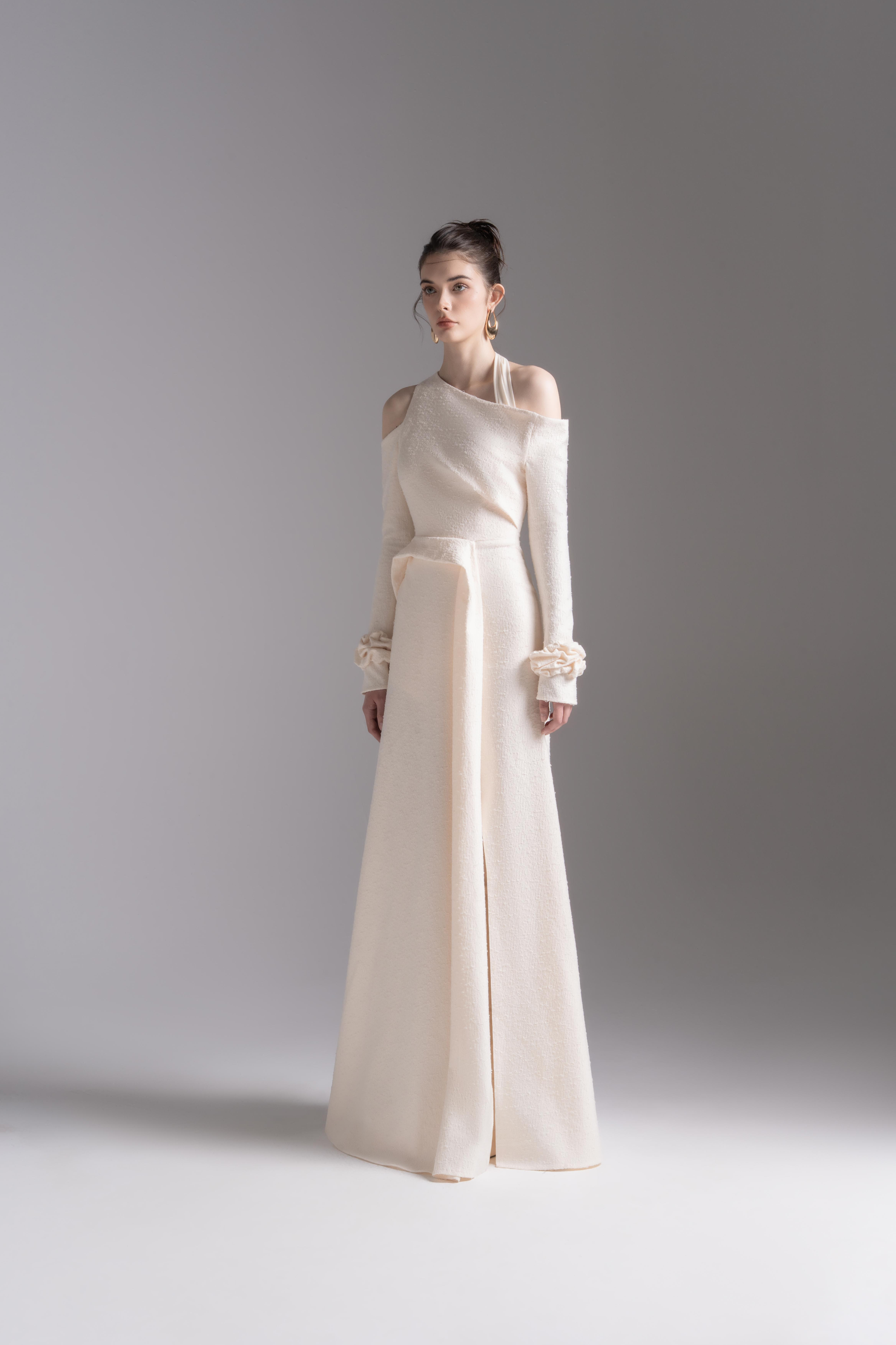 Aura Draped Midi in Cream