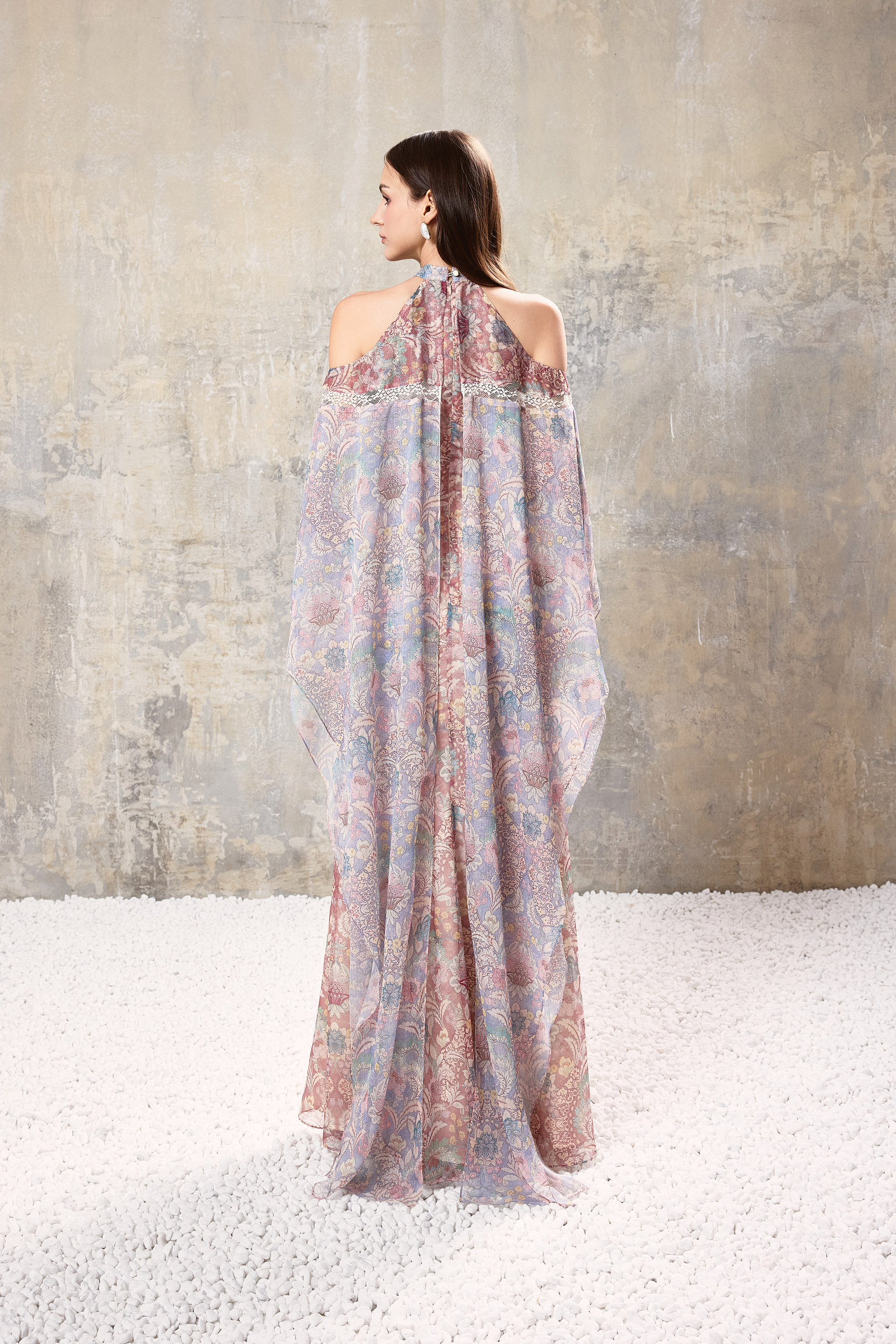 Baroque Halter Maxi Dress