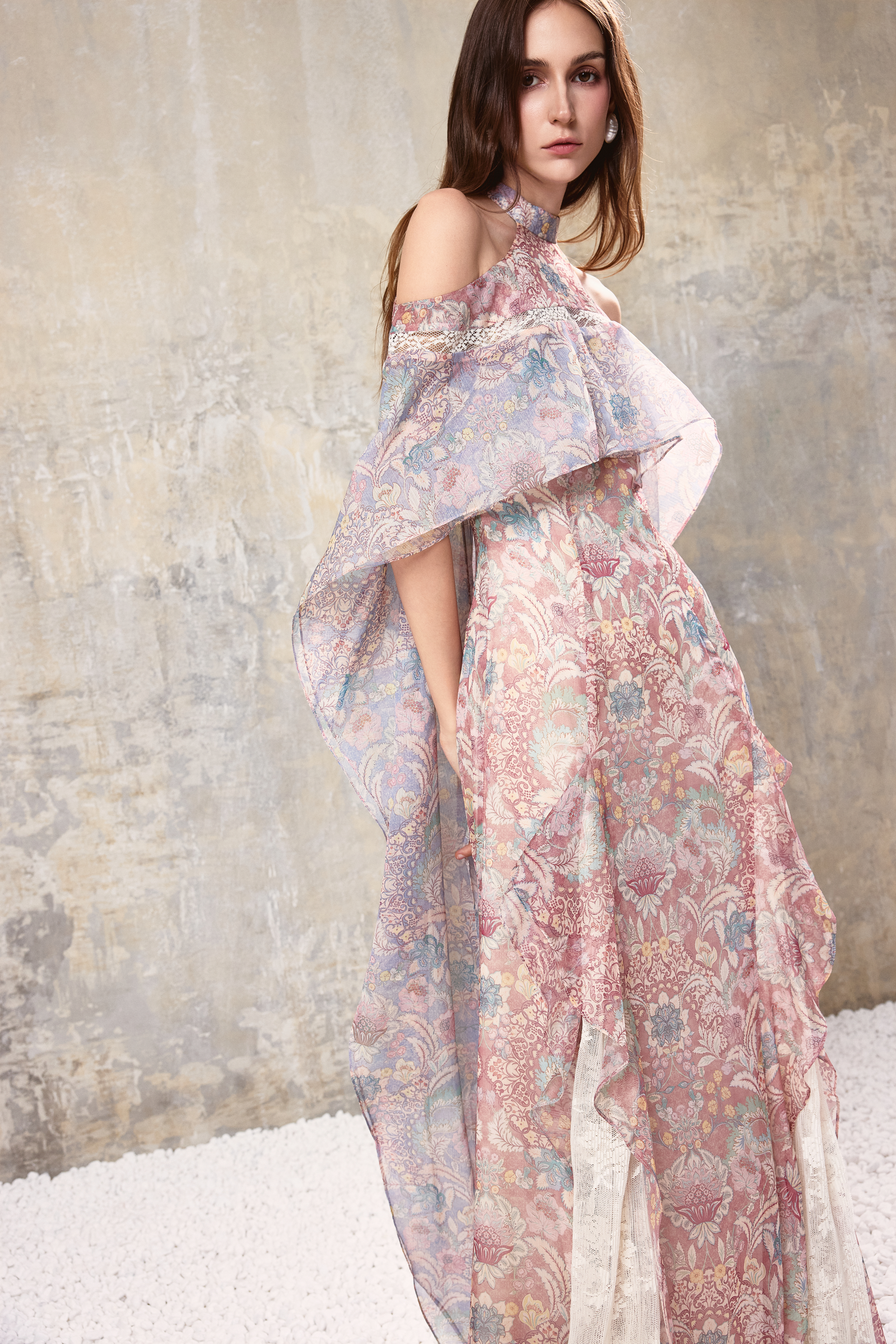 Baroque Halter Maxi Dress