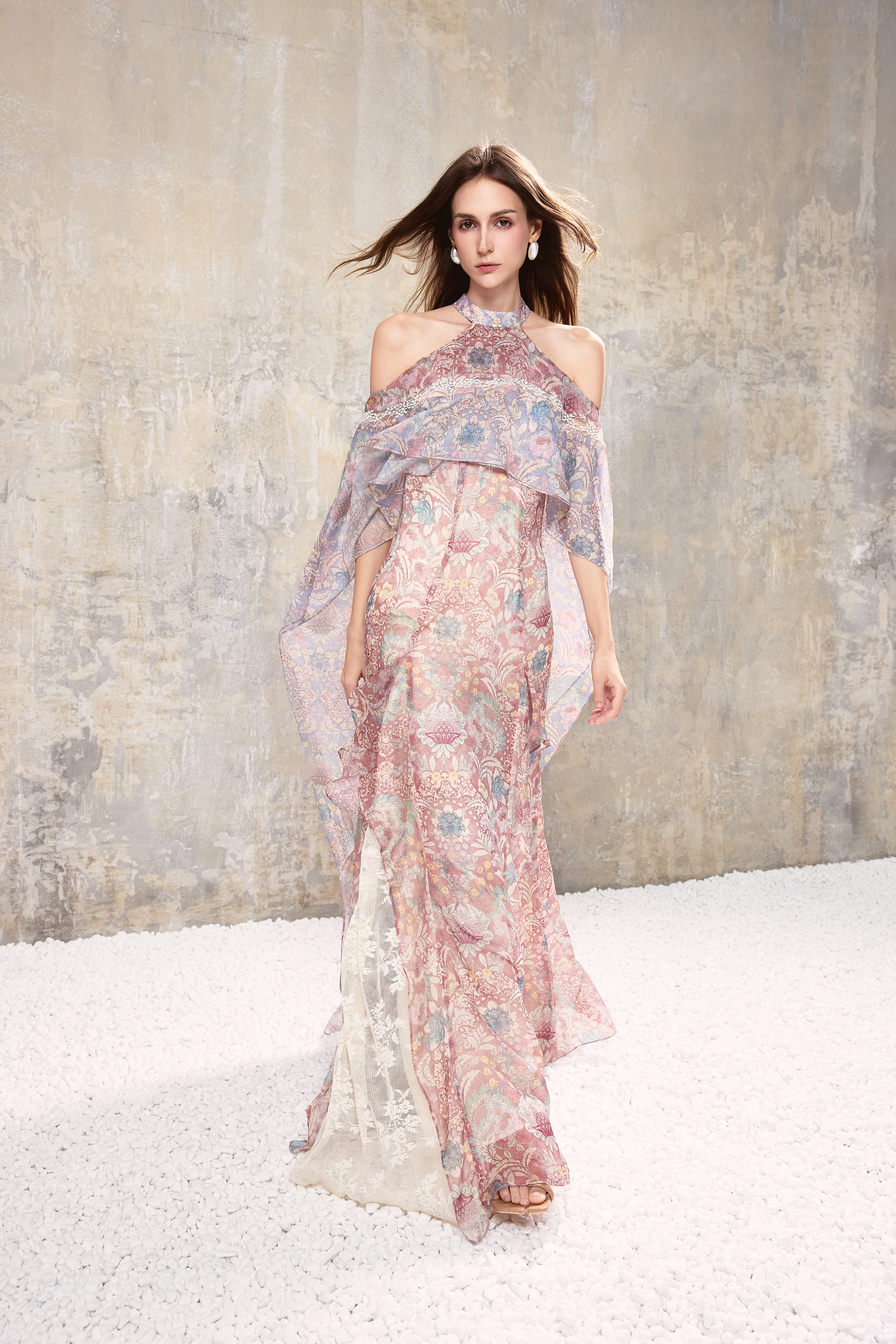 Baroque Halter Maxi Dress