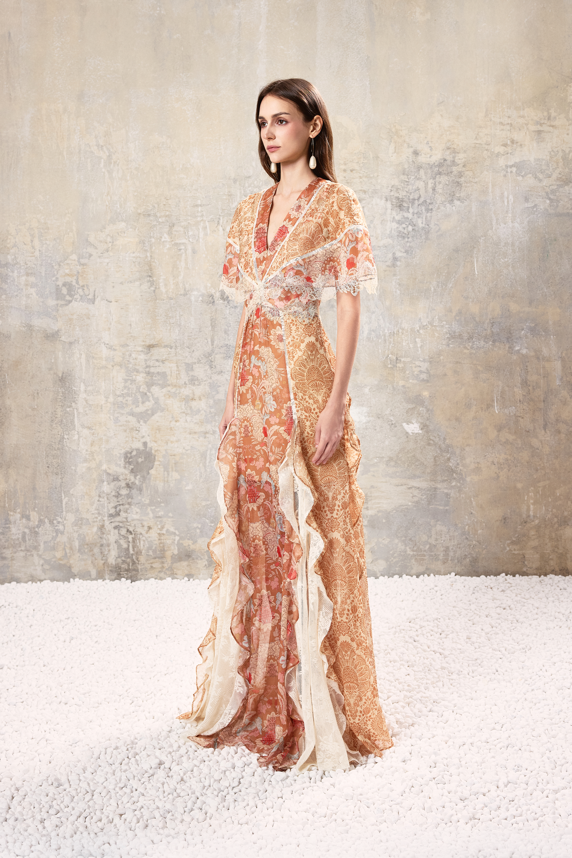 Baroque Lace Maxi Dress