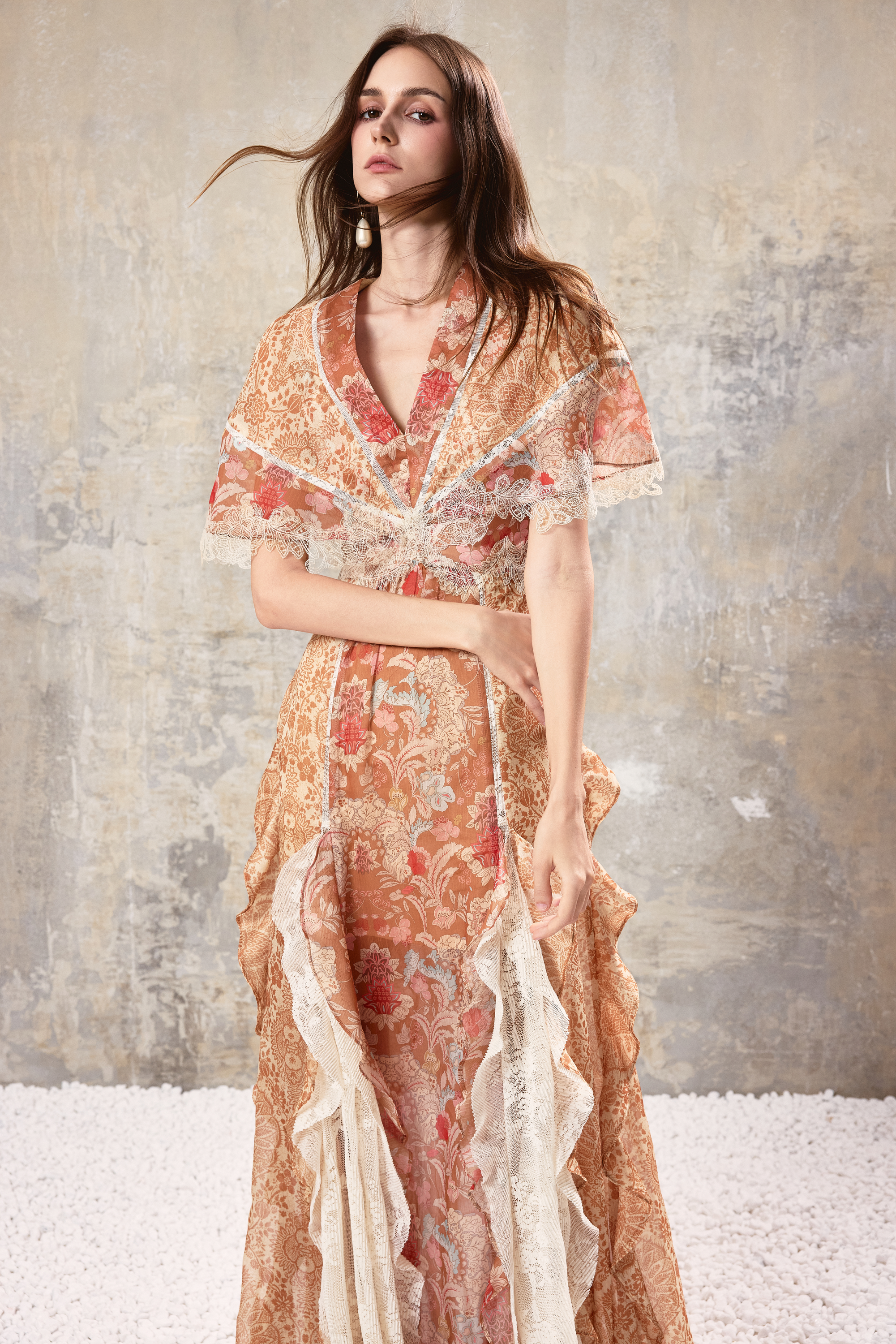 Baroque Lace Maxi Dress